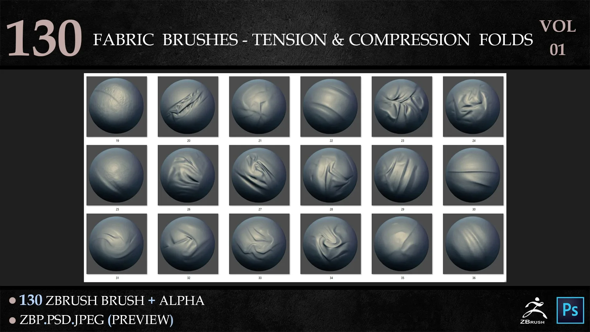 130 Fabric Brushes - Tension & Compression Folds