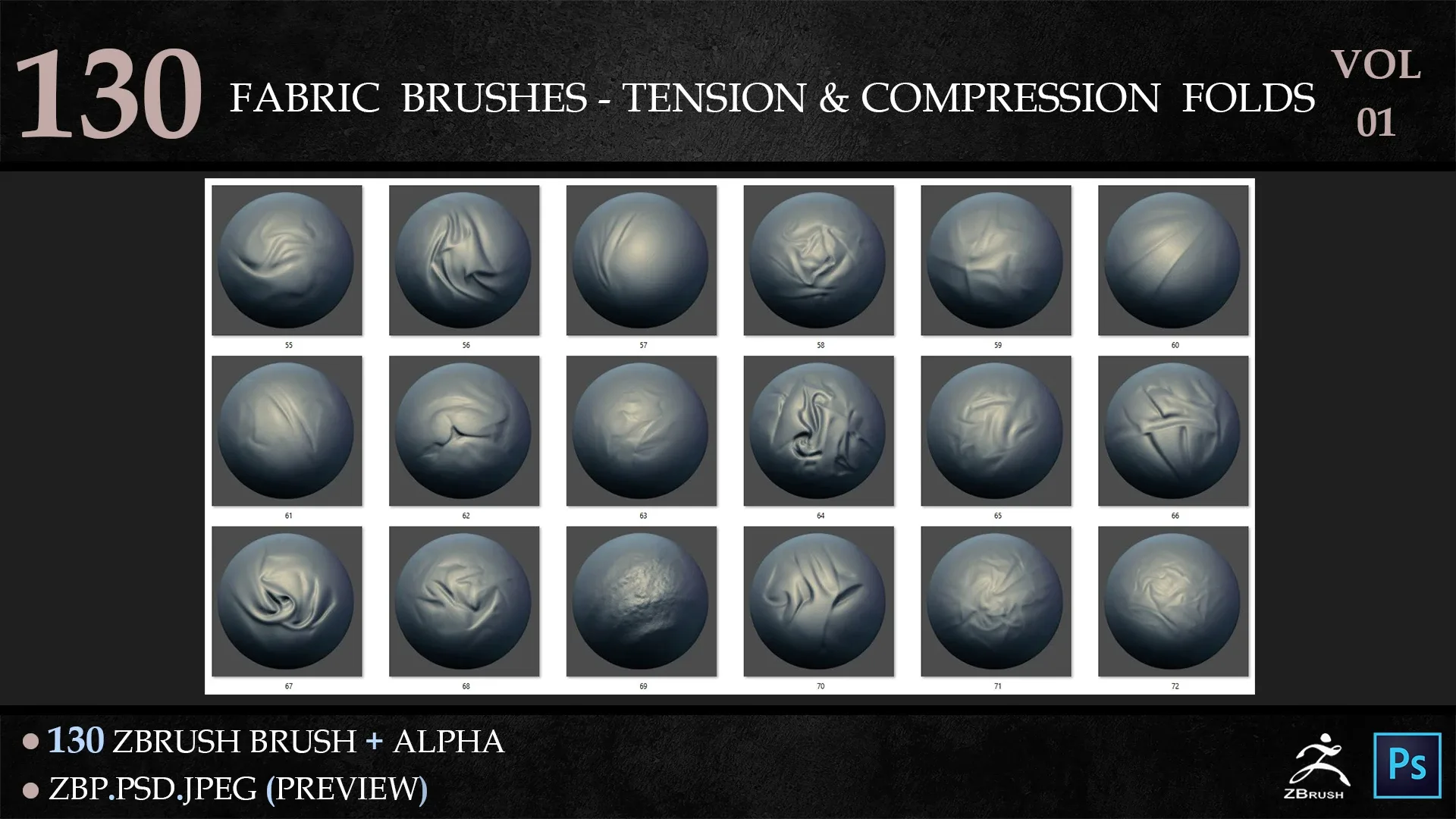 130 Fabric Brushes - Tension & Compression Folds