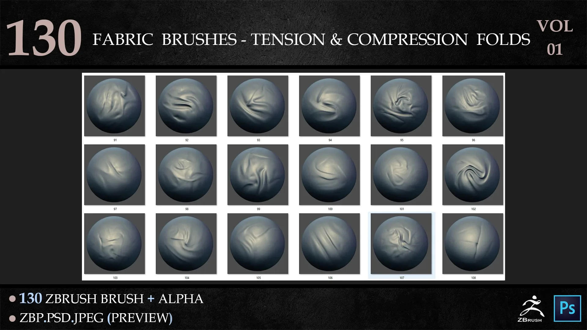 130 Fabric Brushes - Tension & Compression Folds