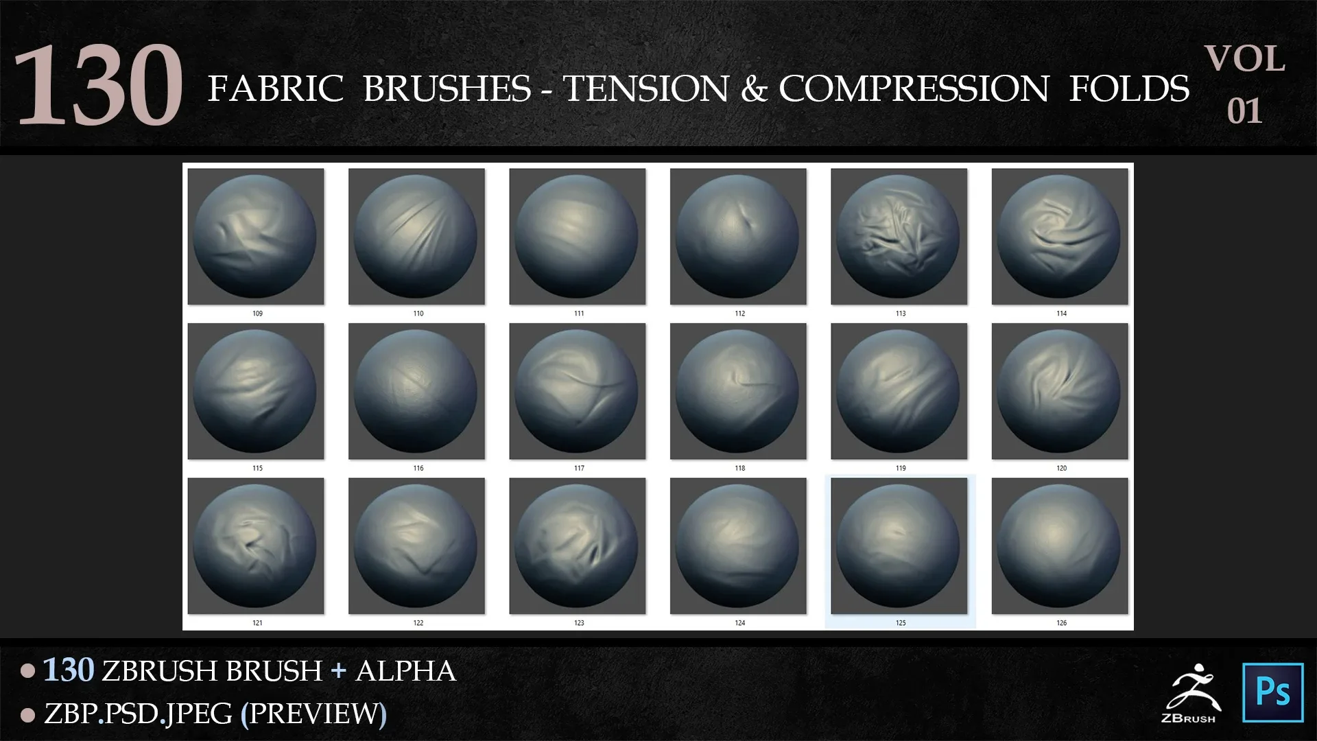 130 Fabric Brushes - Tension & Compression Folds