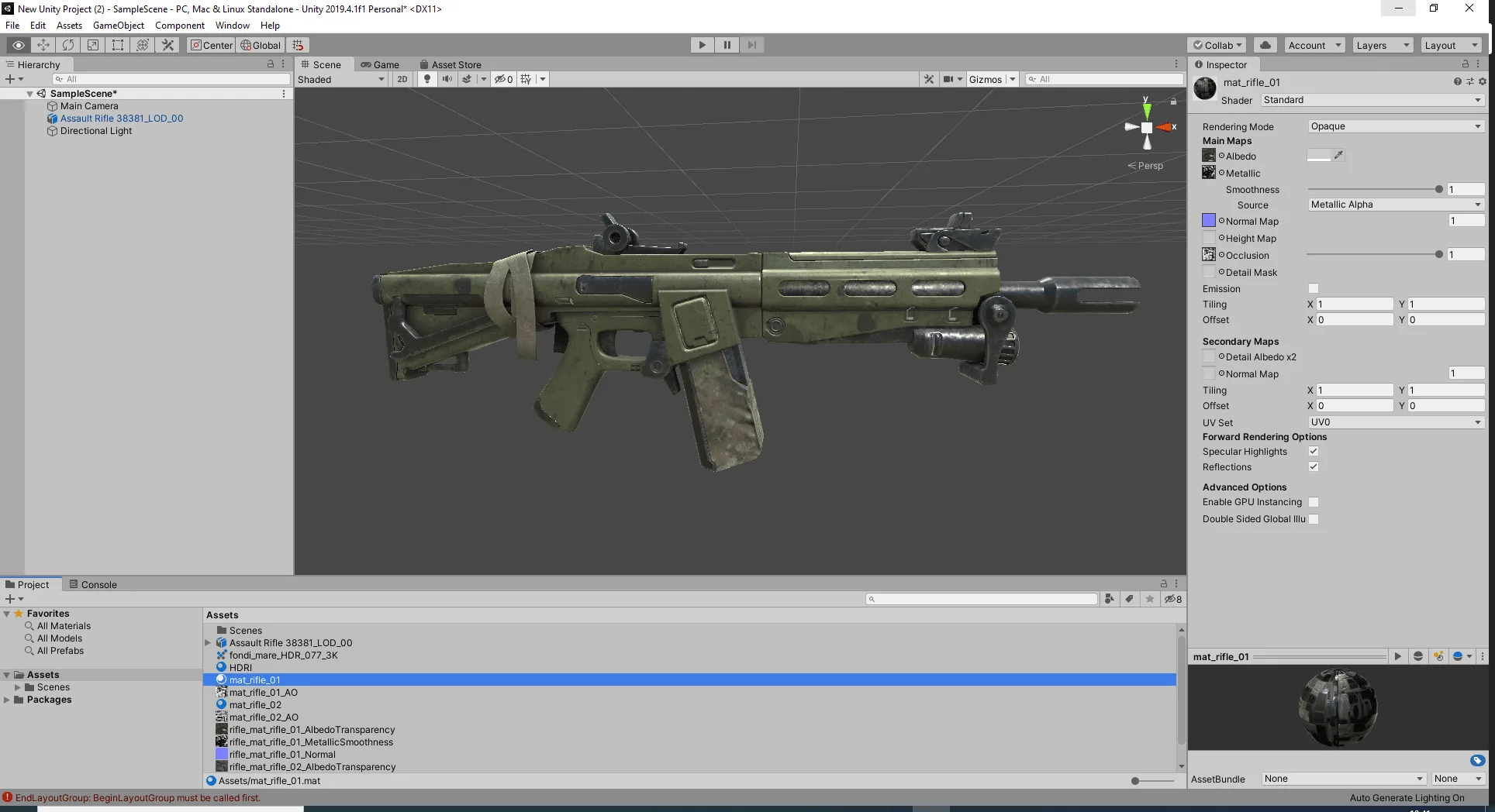 Assault Rifle Sci-Fi Post Apocalypse Game Ready