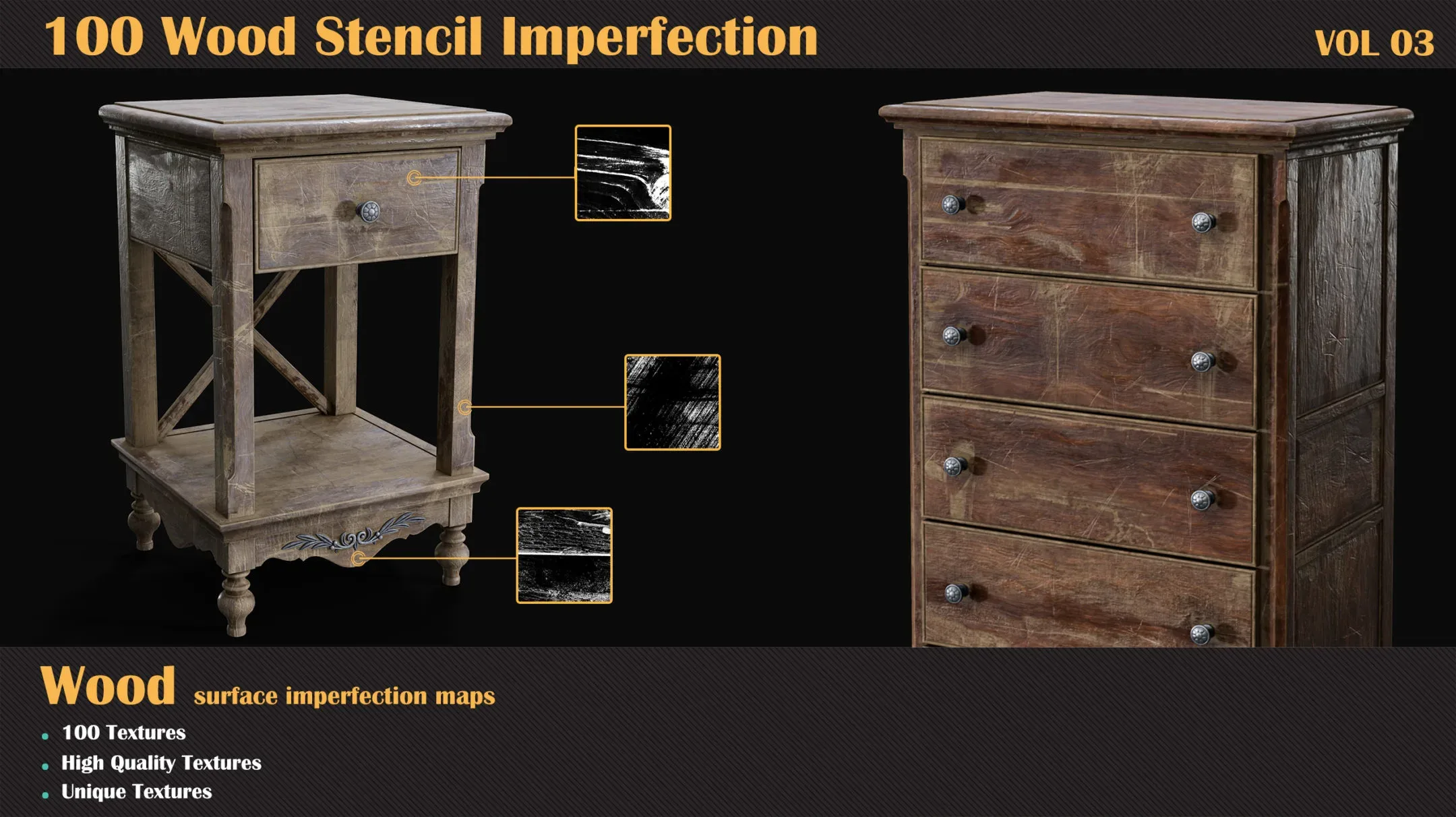 100 Wood Stencil Imperfection - VOL 03