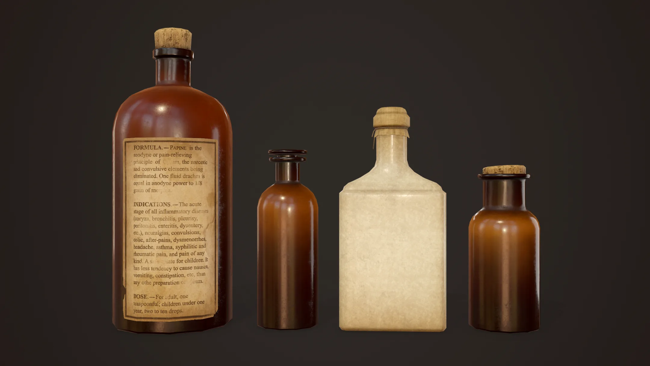 Antique Apothecary Bottles - PBR Game Ready