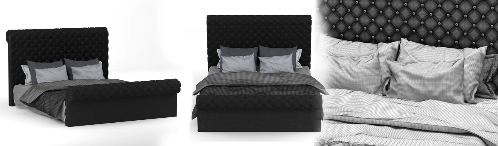 Chester Upholstered Bed Frame vray