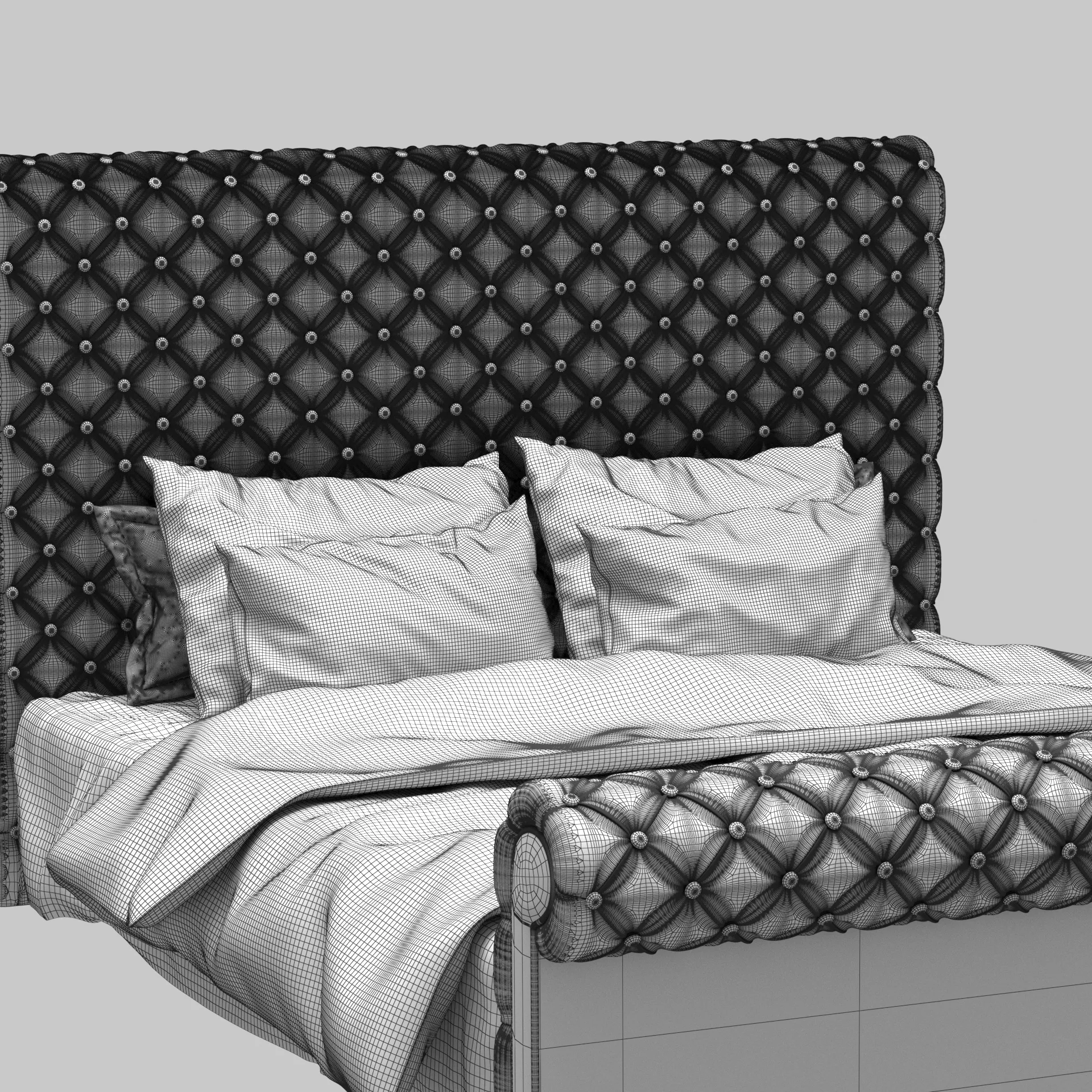 Chester Upholstered Bed Frame vray