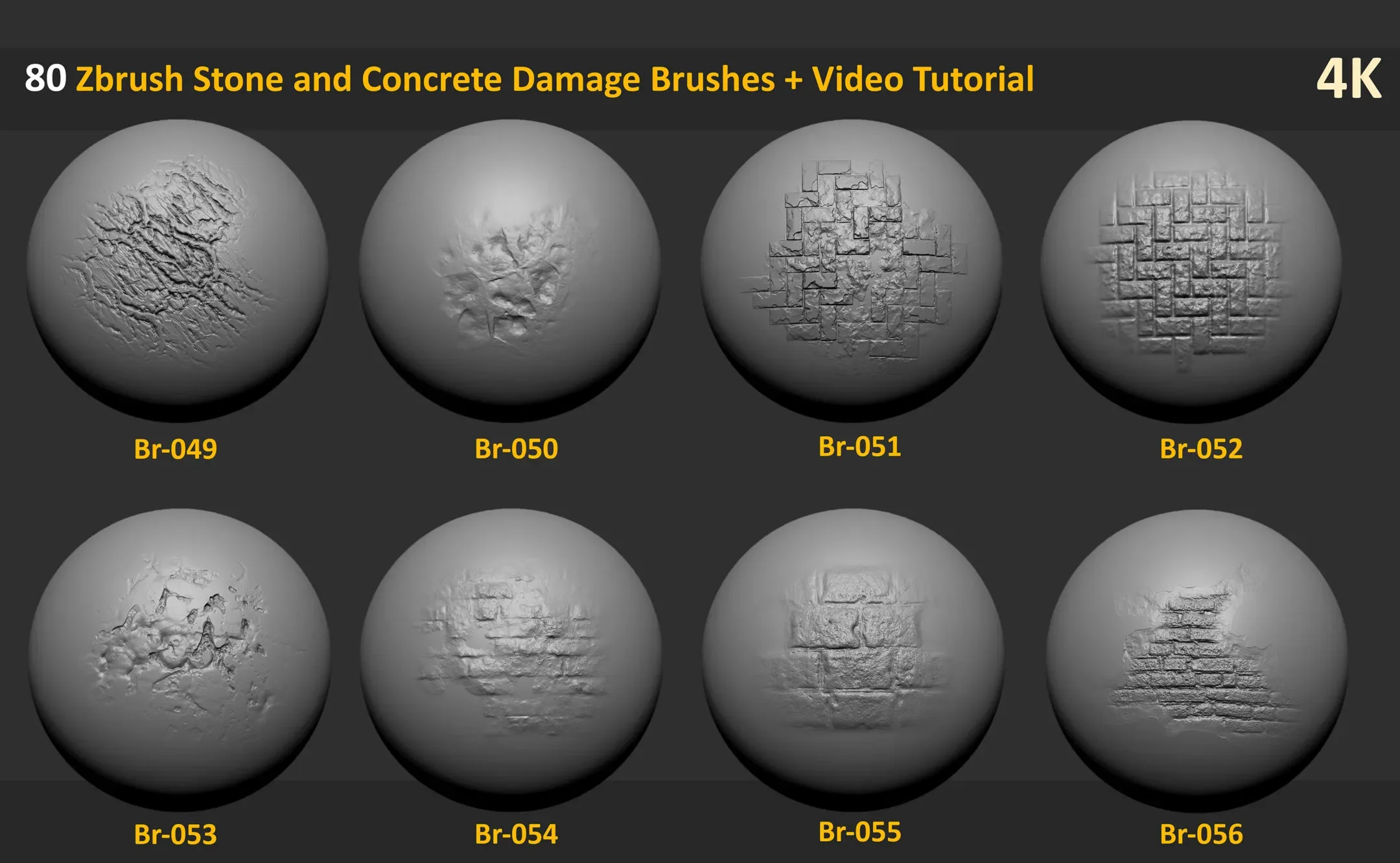 80 Zbrush Stone and Concrete Damage Brushes + Video Tutorial - Vol 2