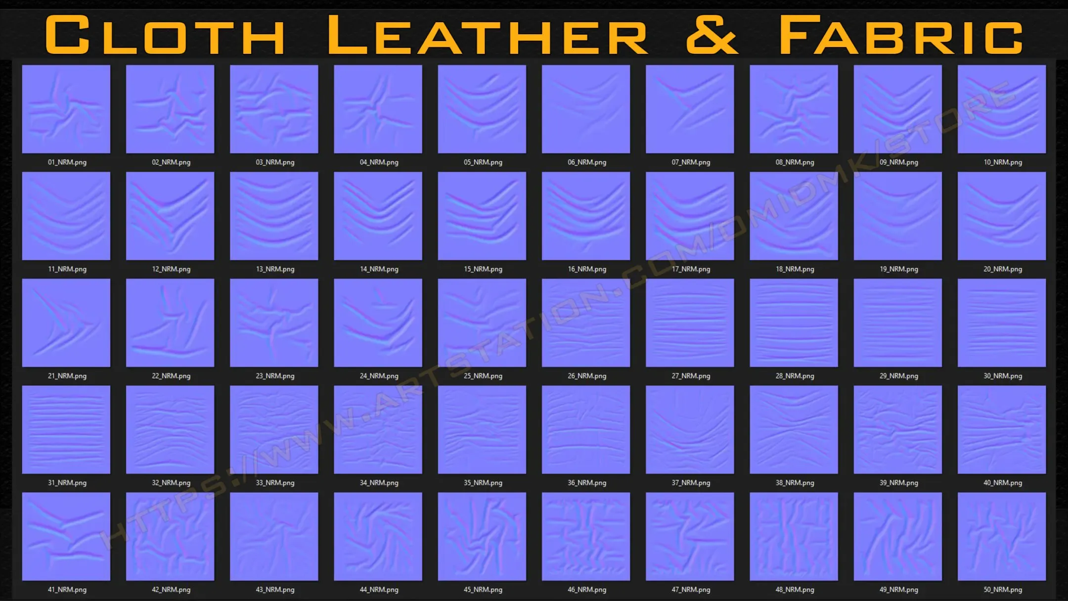 50 Cloth Leather & Fabric Brushes (4k) Tension & Compression Folds- Alpha + Normal Maps ( Vol.03 )