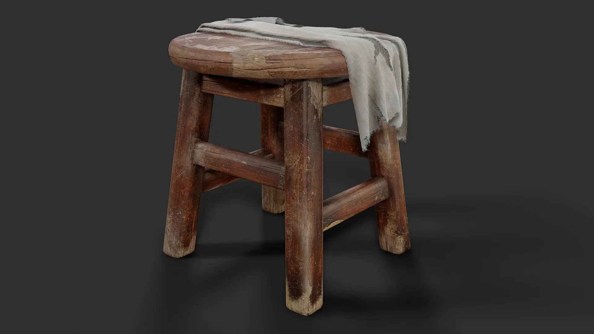 Old Wooden Stool Full Creation Process + Game Ready