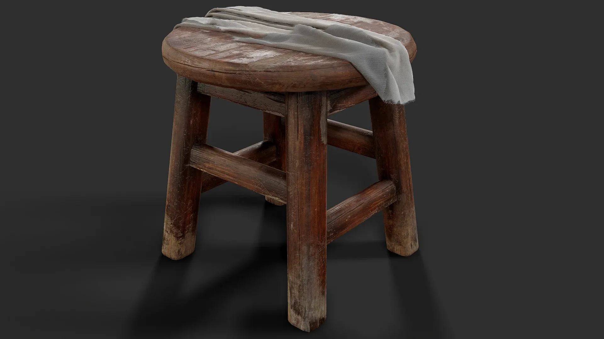 Old Wooden Stool Full Creation Process + Game Ready