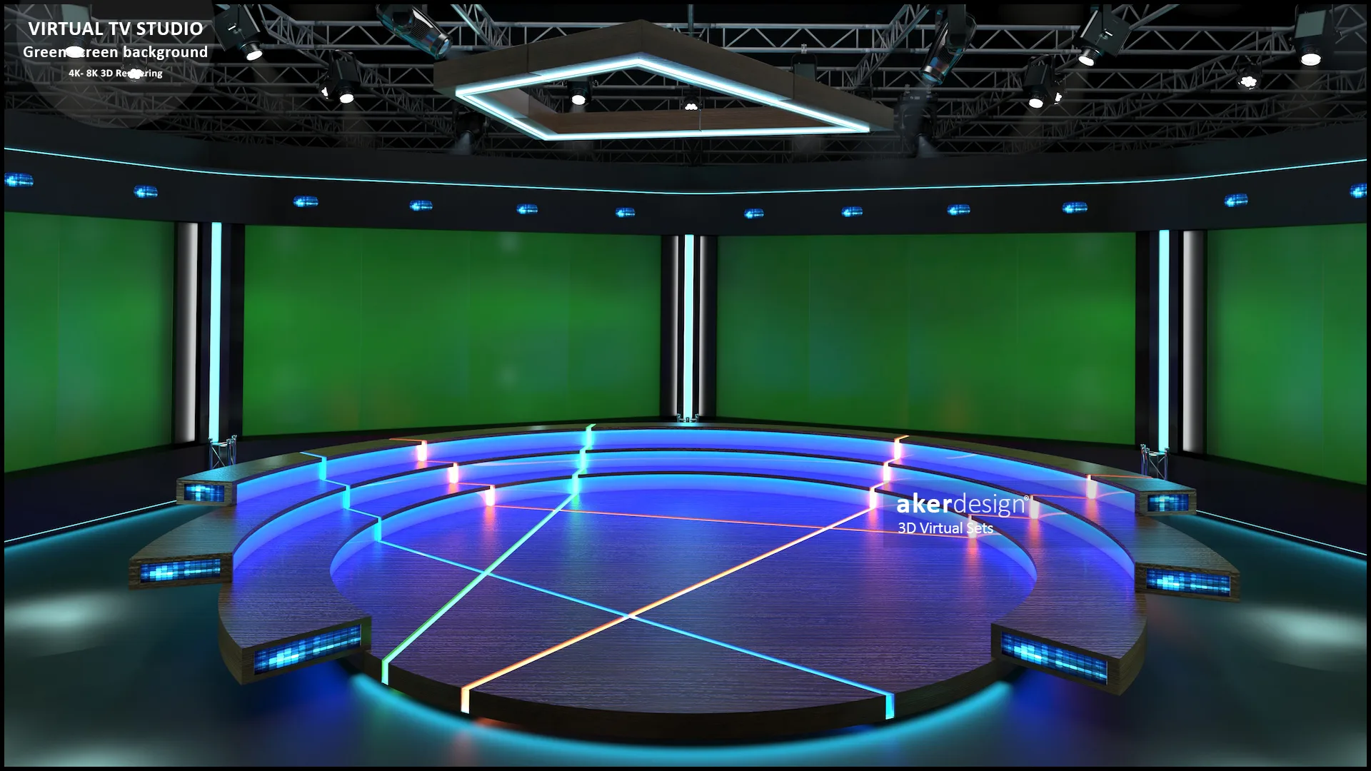 Virtual TV Studio Green Screen Background. Collection Vol.2. 9PCS Design