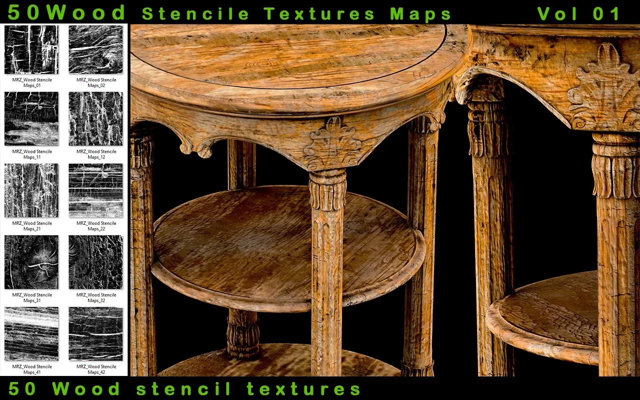 50 Wood Damage Stencil Texture Map