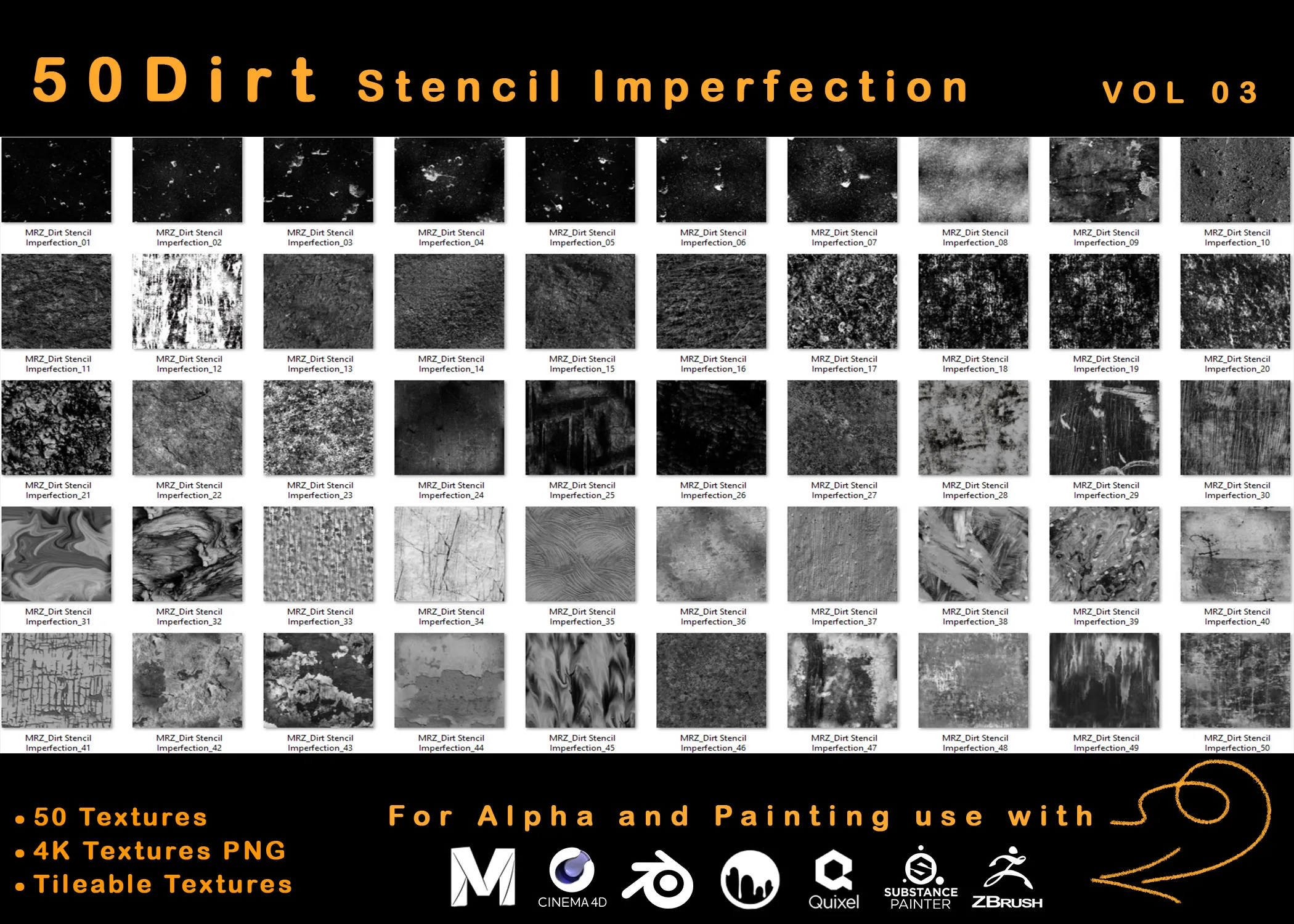 50 Dirt Stencil Imperfection - VOL 03