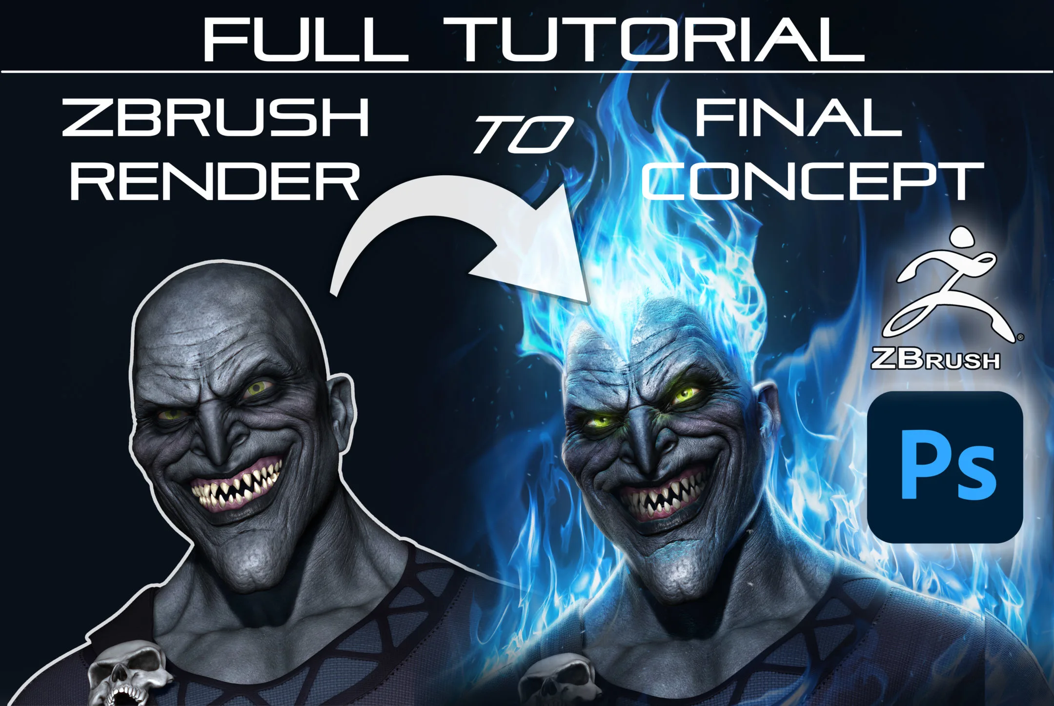 Zbrush to Photoshop Rendering Tutorial - Hades