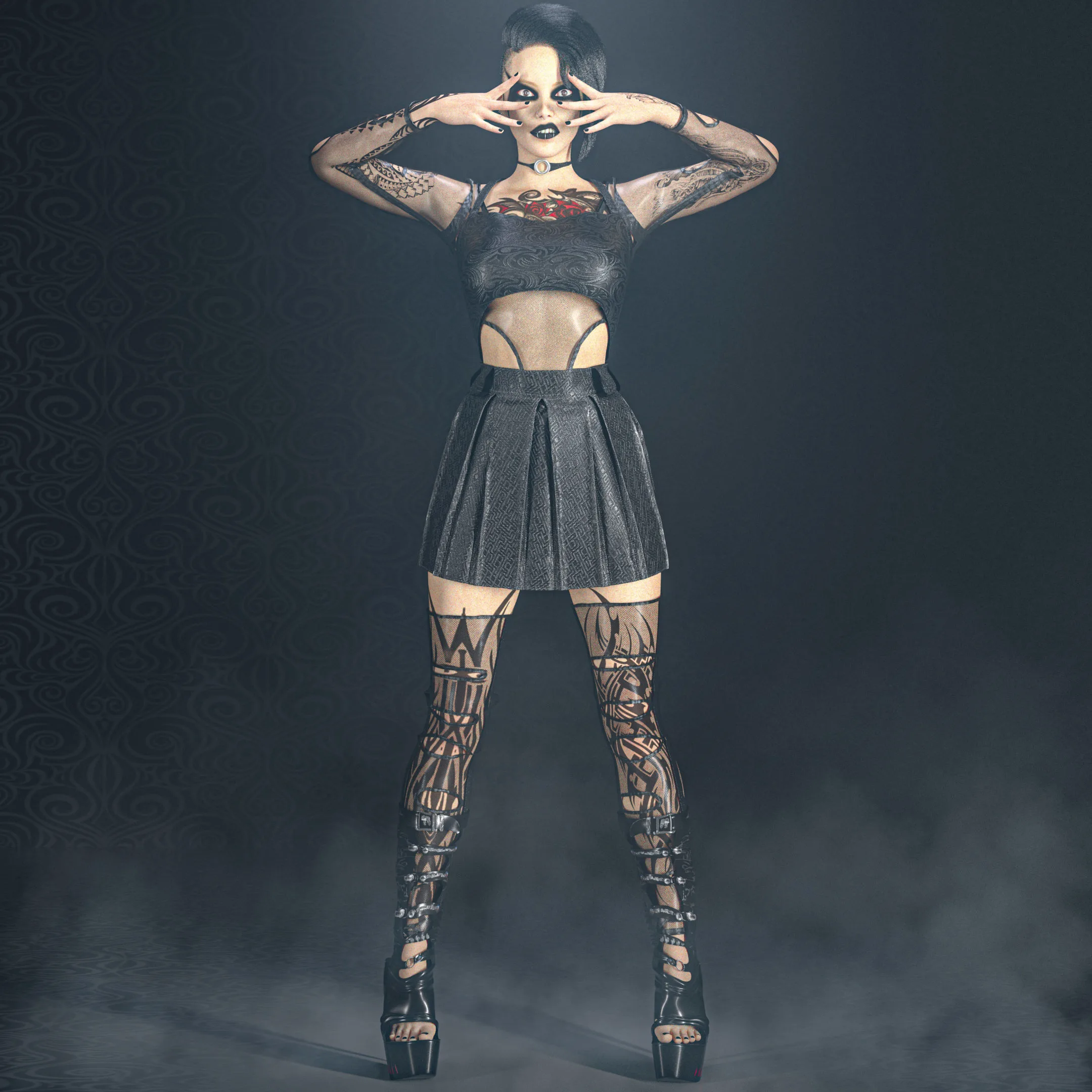 Gothic Outfit No.1 (Marvelous Designer & Clo3d & FBX & OBJ & Texture)