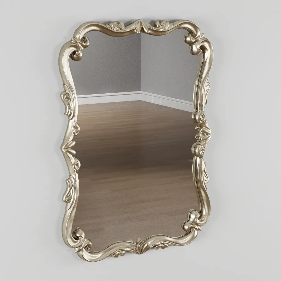 Cavell mirror framed in metal - white painted wood Low-poly 3D model