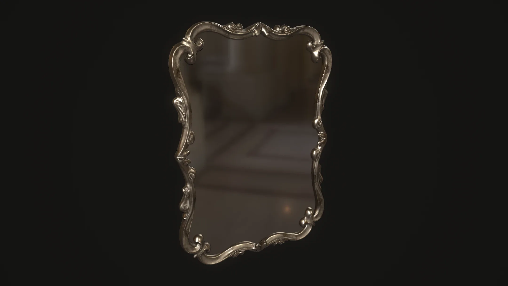 Cavell mirror framed in metal - white painted wood Low-poly 3D model