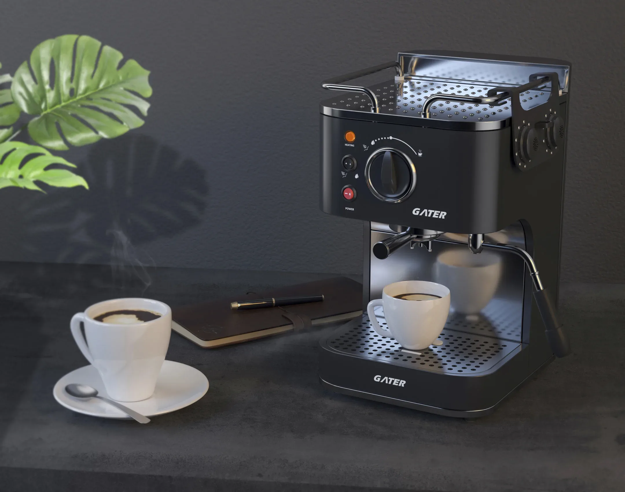 Modeling and rendering of coffee machine