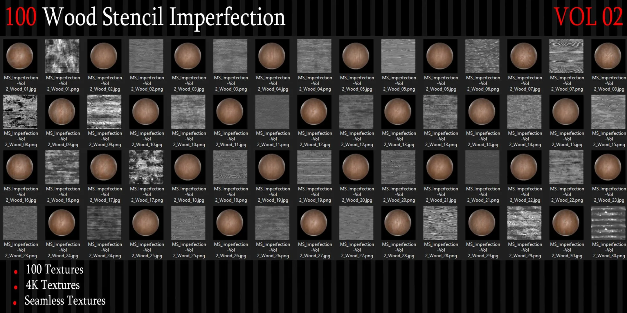 100 Wood Surface Imperfection - 4k Tileable Textures_Vol 2