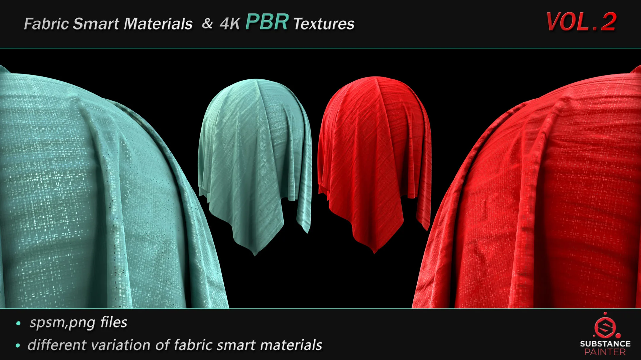 50 High Quality Fabric Smart Material Bundle + 4K PBR Texture_VOL.2