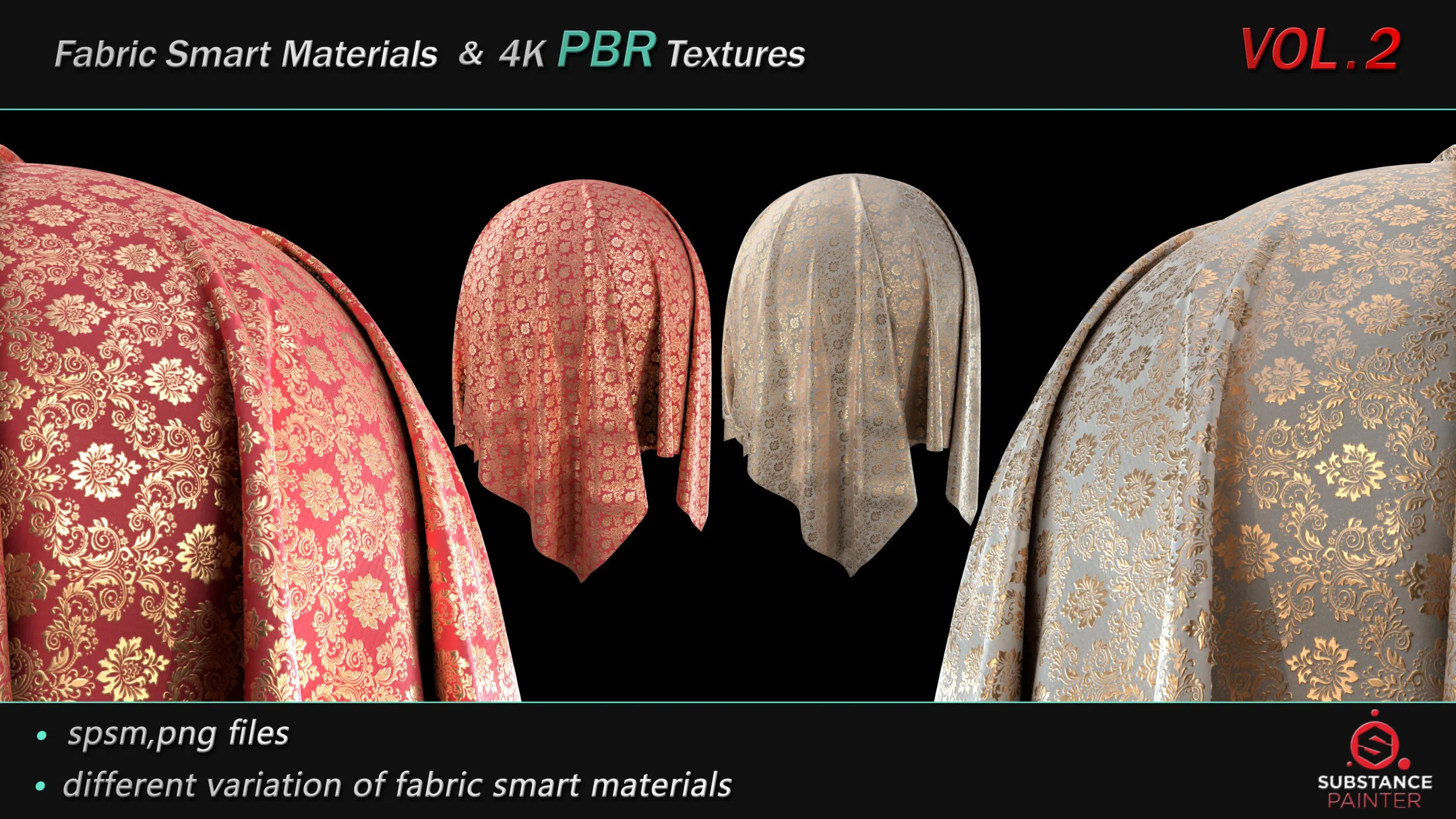 50 High Quality Fabric Smart Material Bundle + 4K PBR Texture_VOL.2