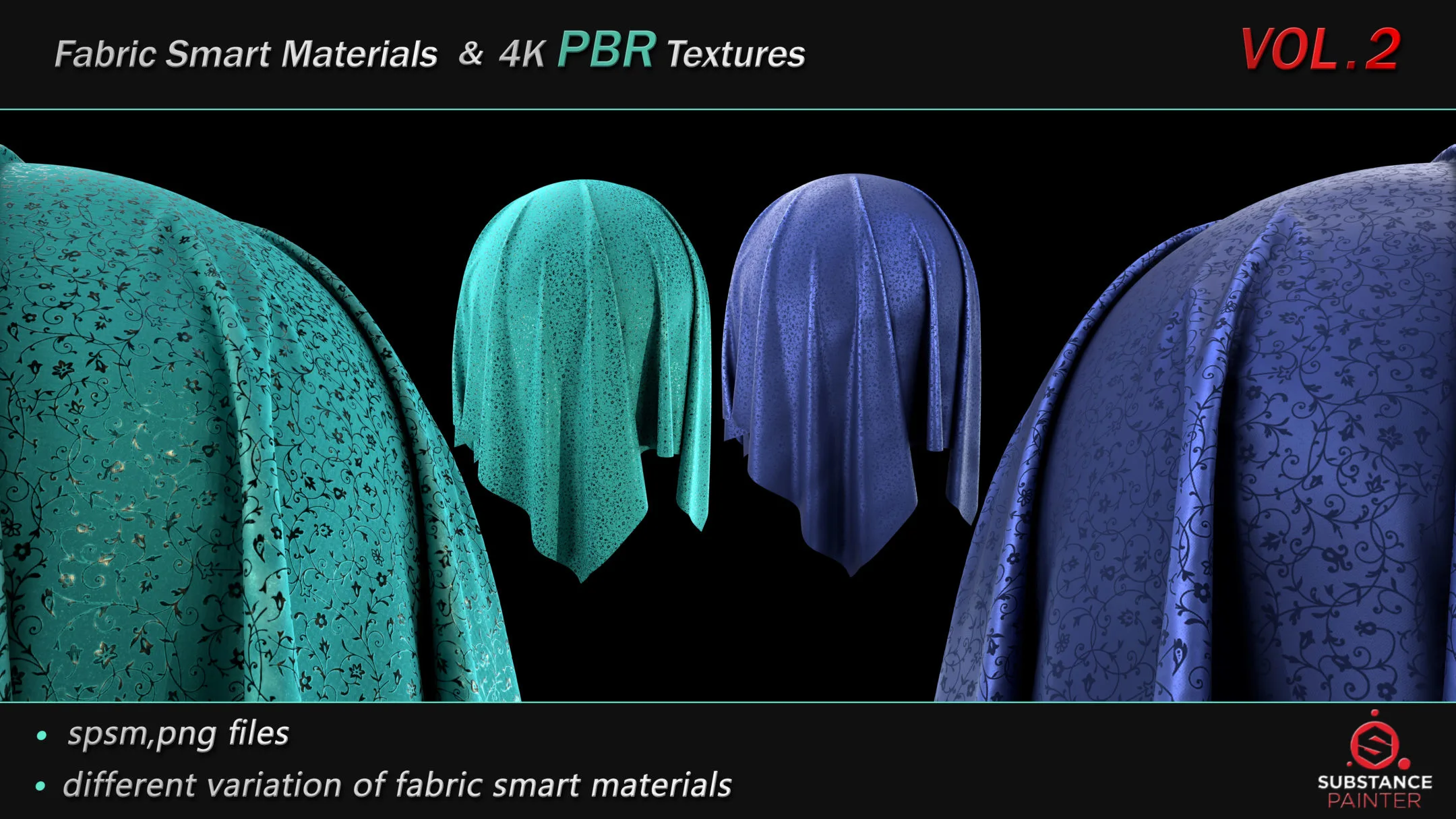 50 High Quality Fabric Smart Material Bundle + 4K PBR Texture_VOL.2