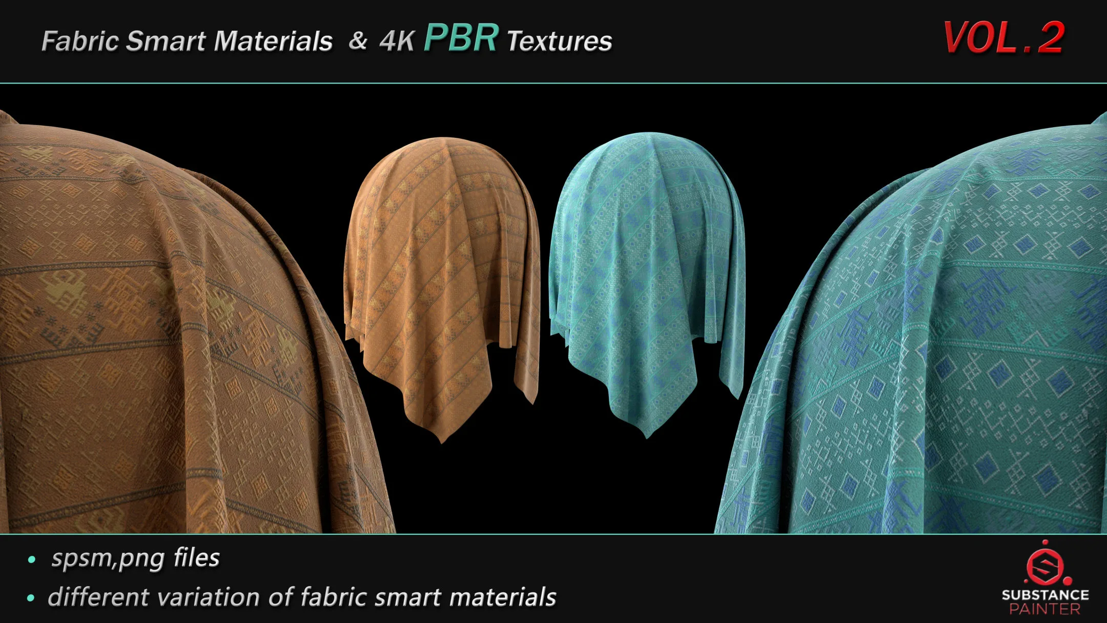 50 High Quality Fabric Smart Material Bundle + 4K PBR Texture_VOL.2
