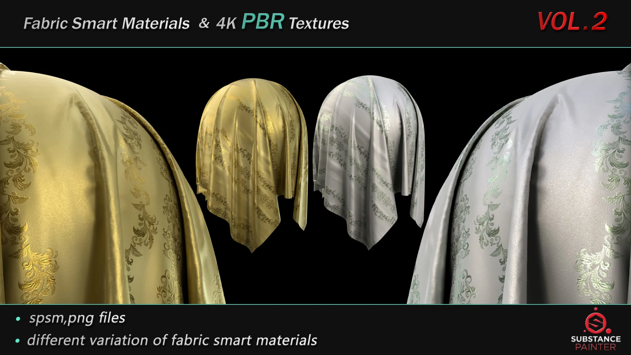 50 High Quality Fabric Smart Material Bundle + 4K PBR Texture_VOL.2