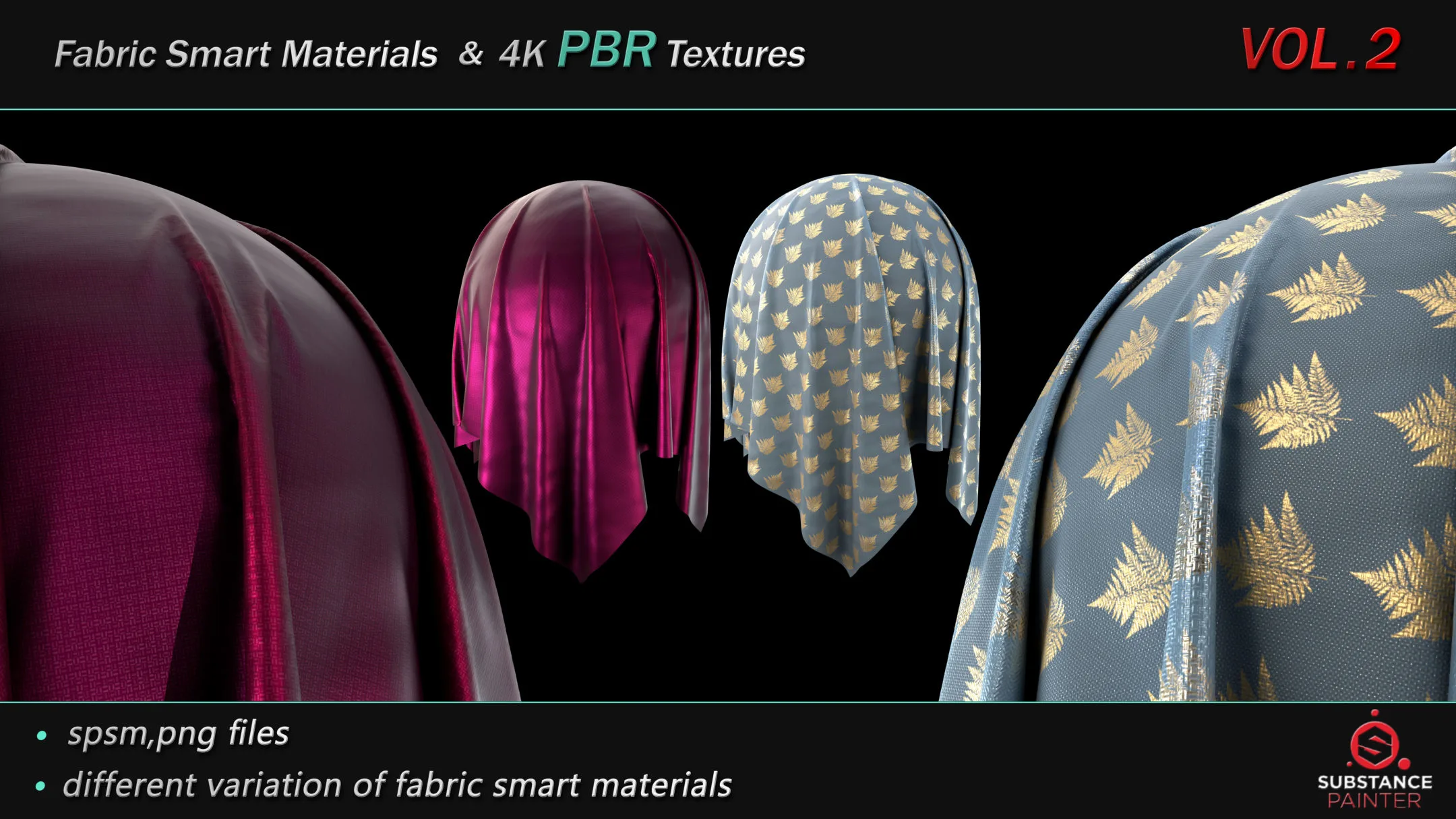 50 High Quality Fabric Smart Material Bundle + 4K PBR Texture_VOL.2