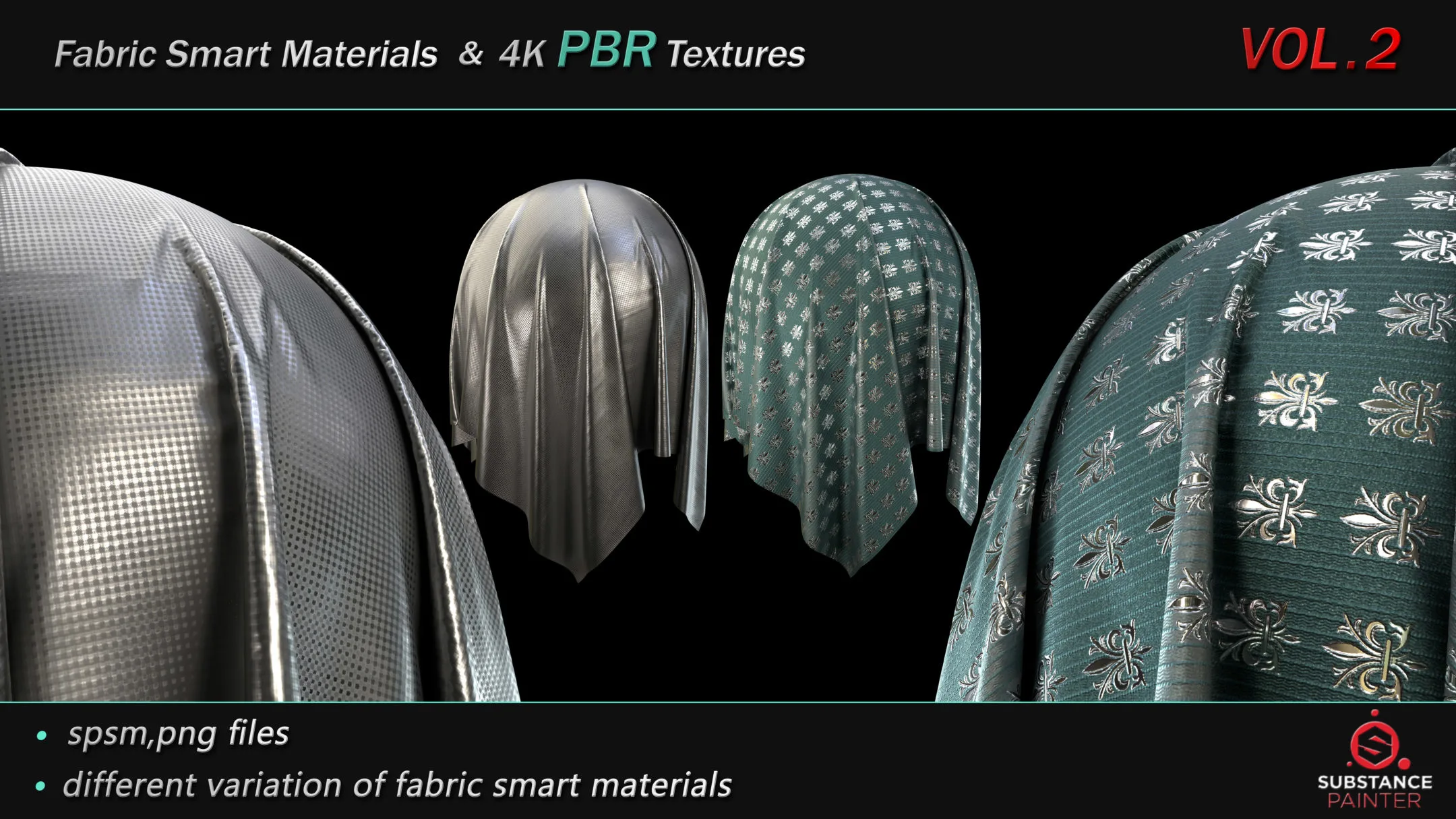 50 High Quality Fabric Smart Material Bundle + 4K PBR Texture_VOL.2