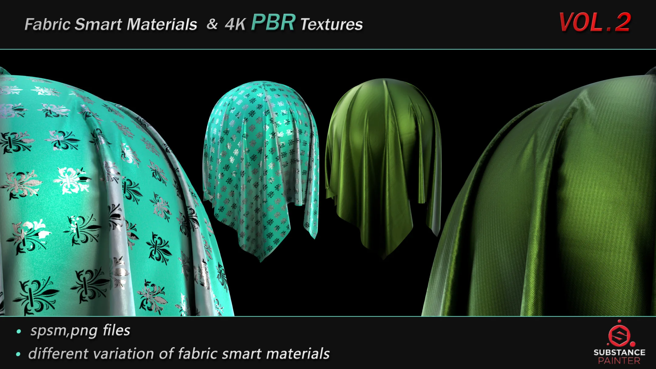 50 High Quality Fabric Smart Material Bundle + 4K PBR Texture_VOL.2