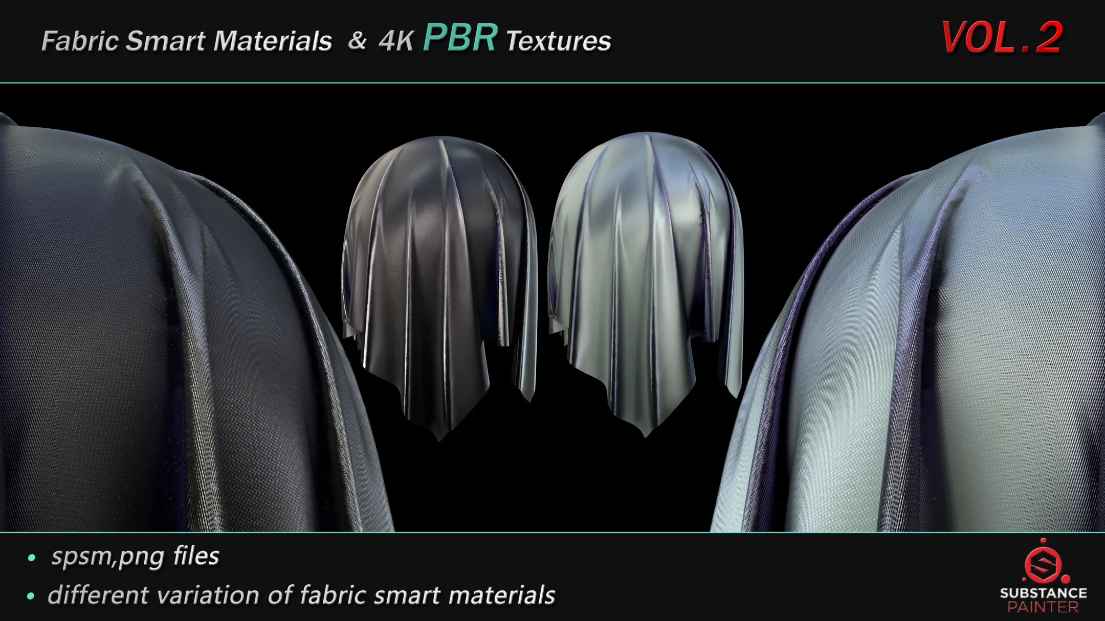 50 High Quality Fabric Smart Material Bundle + 4K PBR Texture_VOL.2