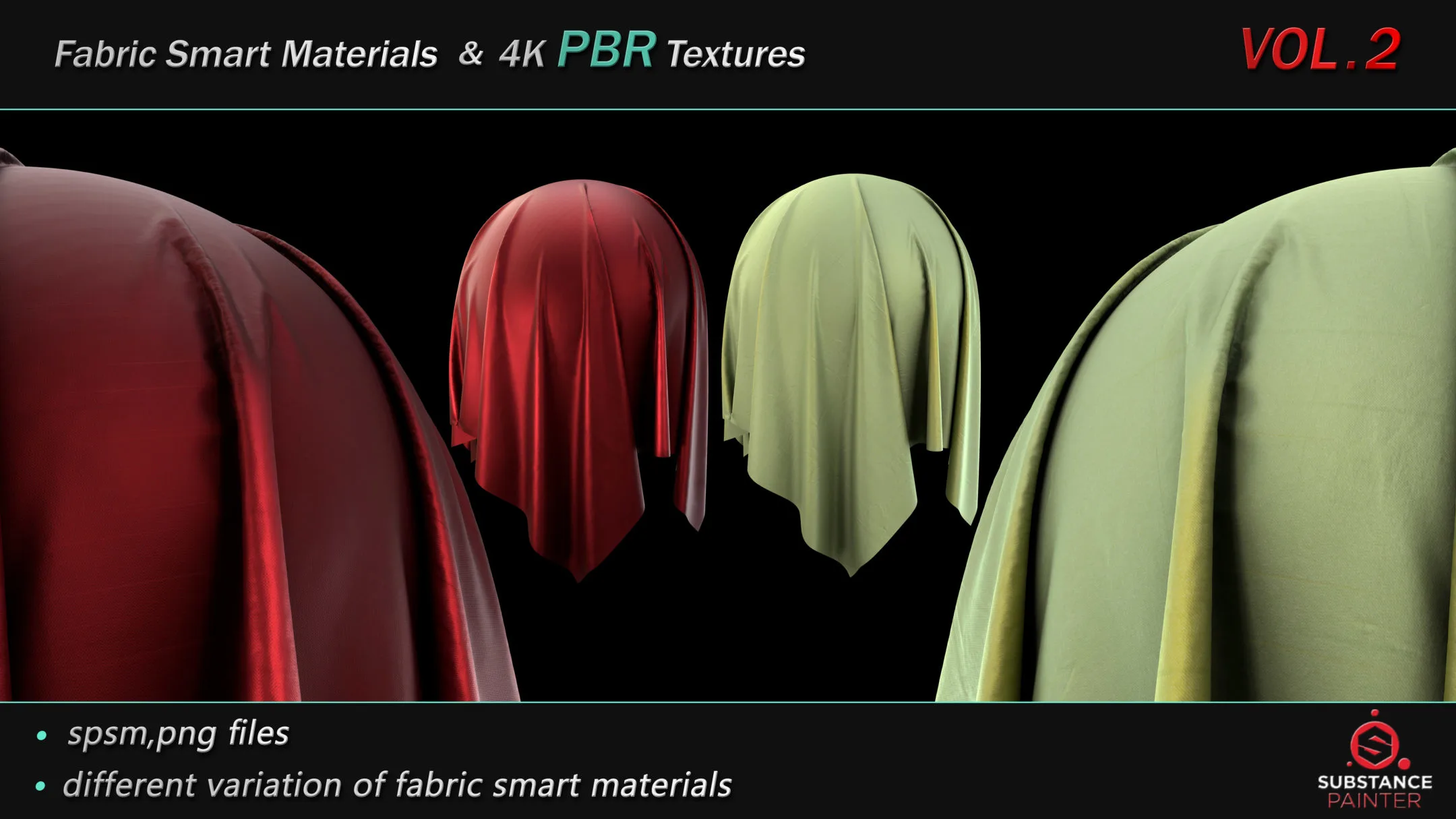 50 High Quality Fabric Smart Material Bundle + 4K PBR Texture_VOL.2