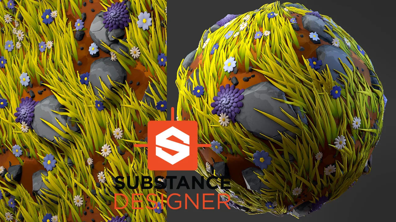 Stylized Grass with Flowers - Substance Designer