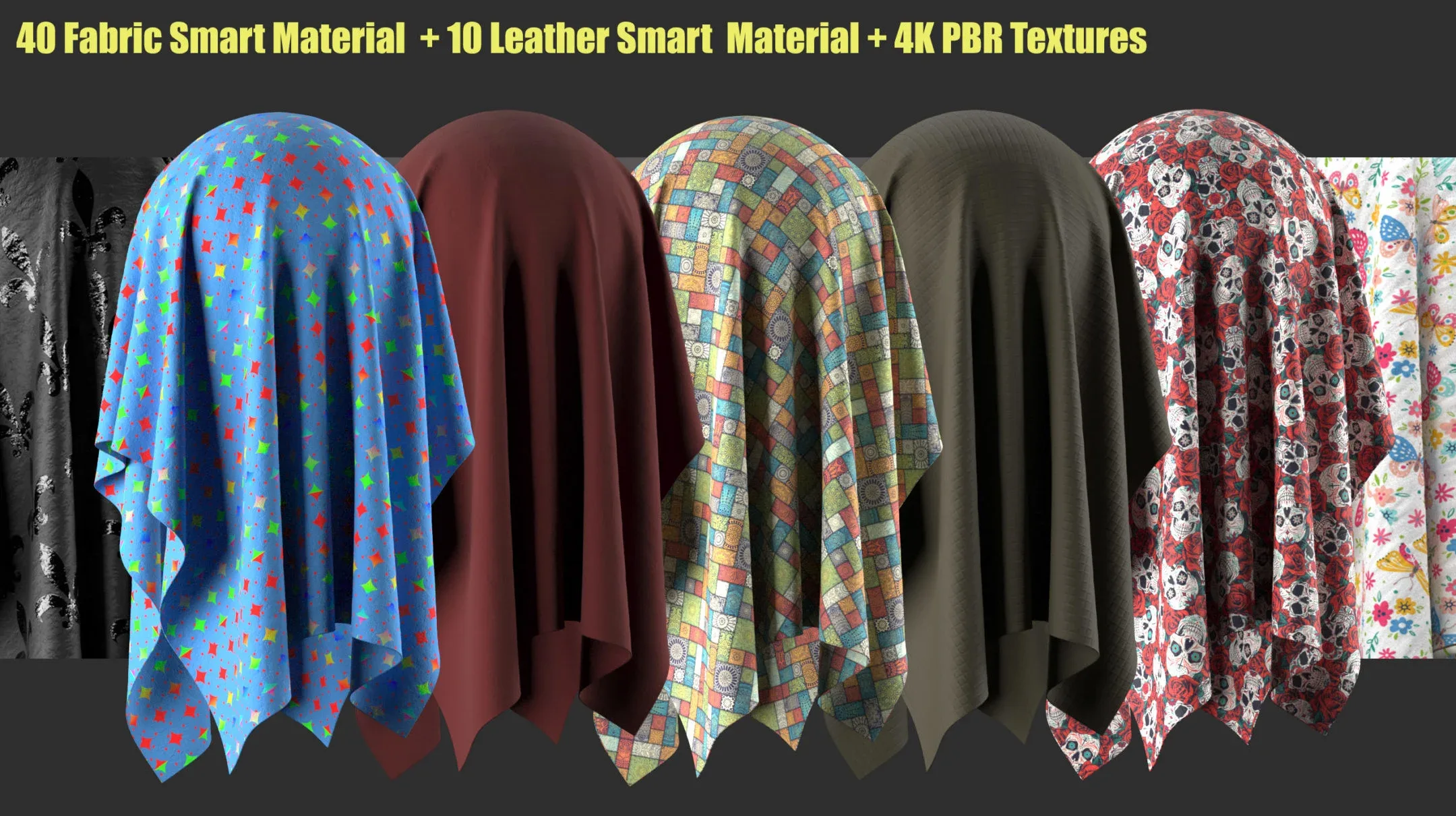 40 Fabric Smart Material+10 Leather Smart Material+4K PBR Textures