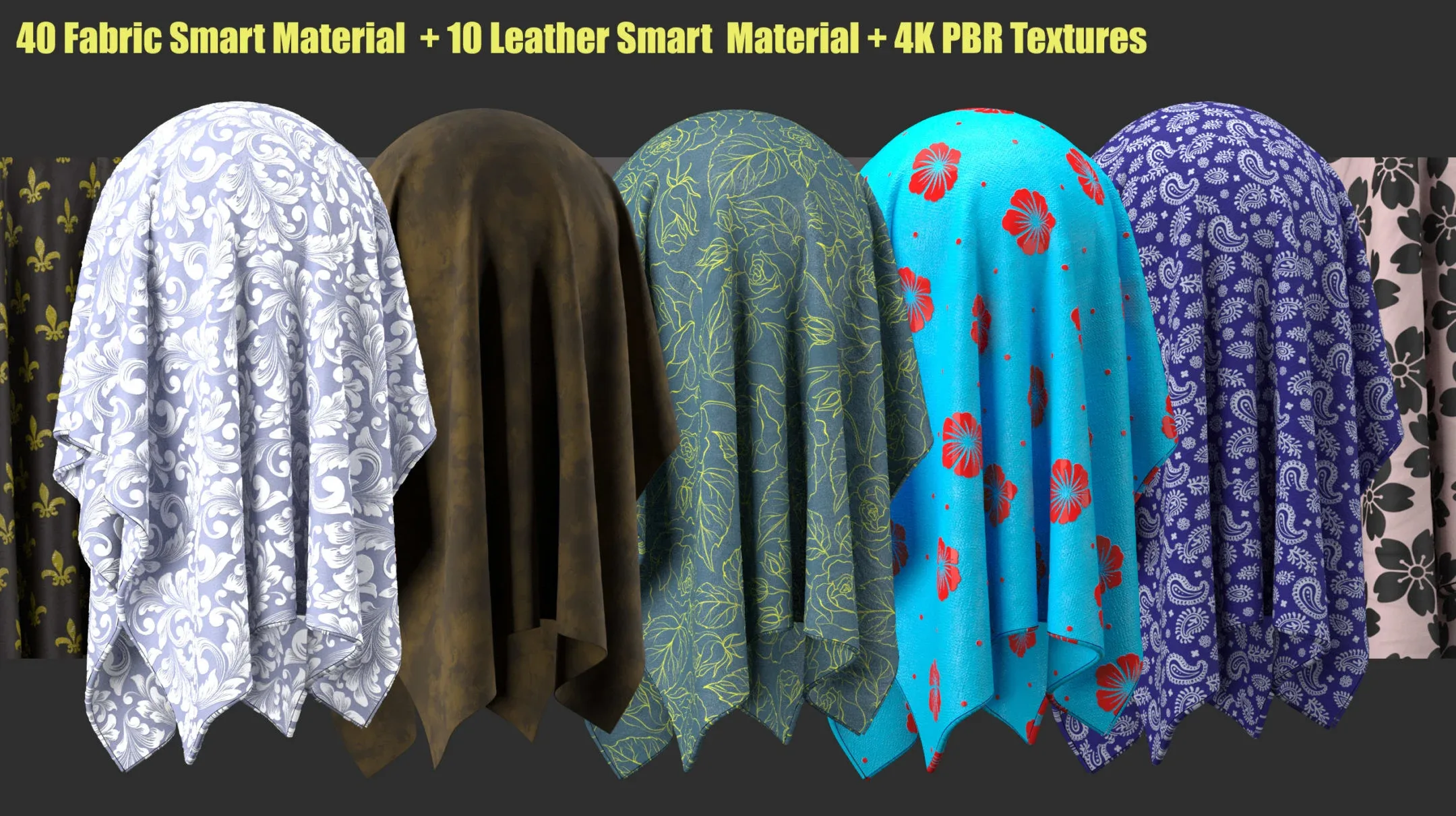 40 Fabric Smart Material+10 Leather Smart Material+4K PBR Textures