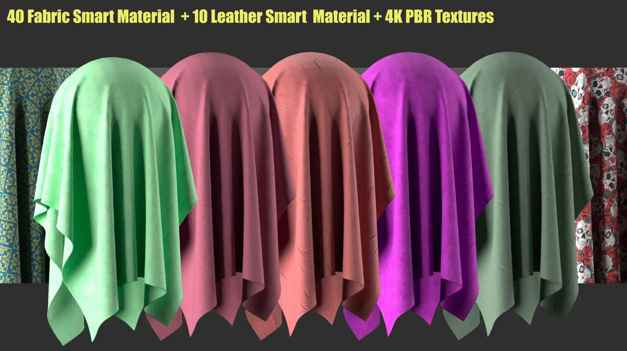 40 Fabric Smart Material+10 Leather Smart Material+4K PBR Textures