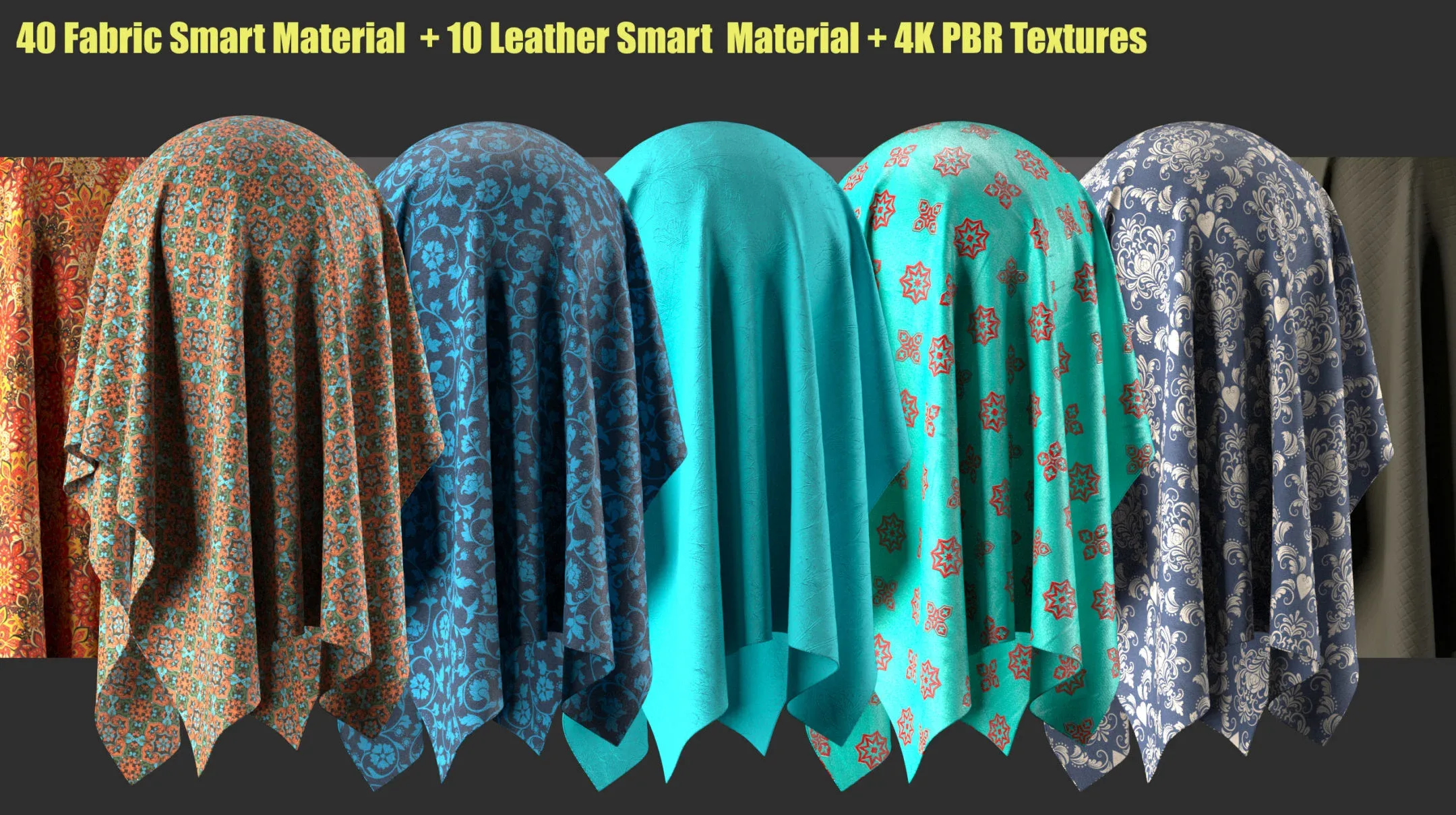 40 Fabric Smart Material+10 Leather Smart Material+4K PBR Textures