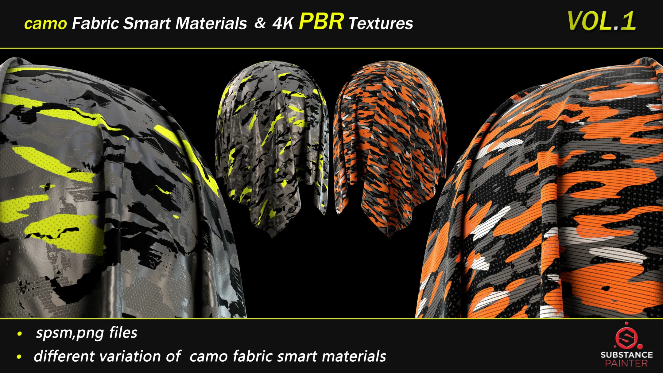 50 Camo Fabric Smart Material Bundle + 4K PBR Texture