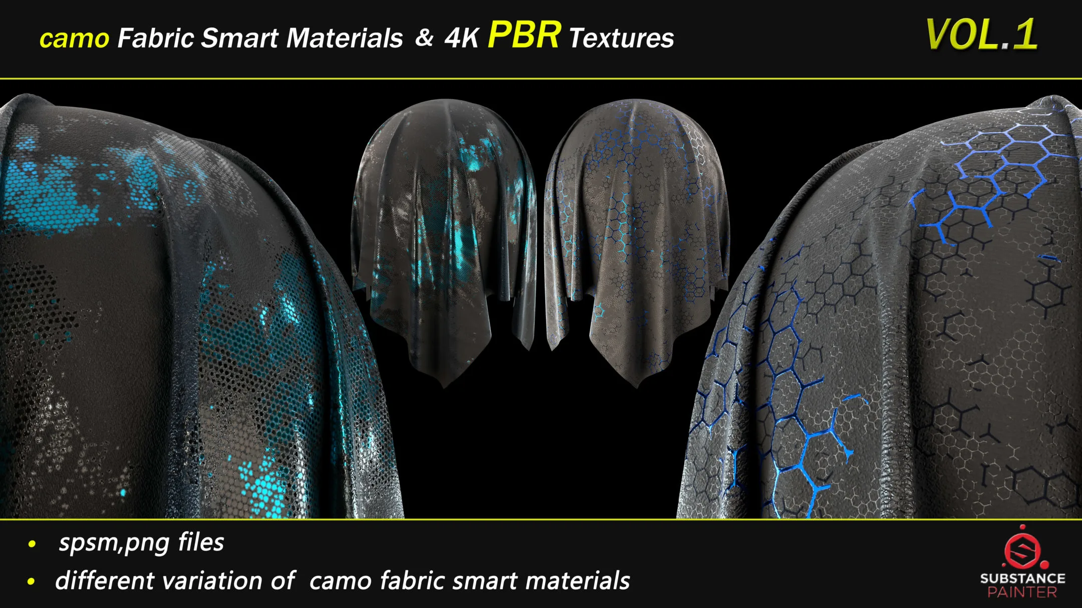 50 Camo Fabric Smart Material Bundle + 4K PBR Texture