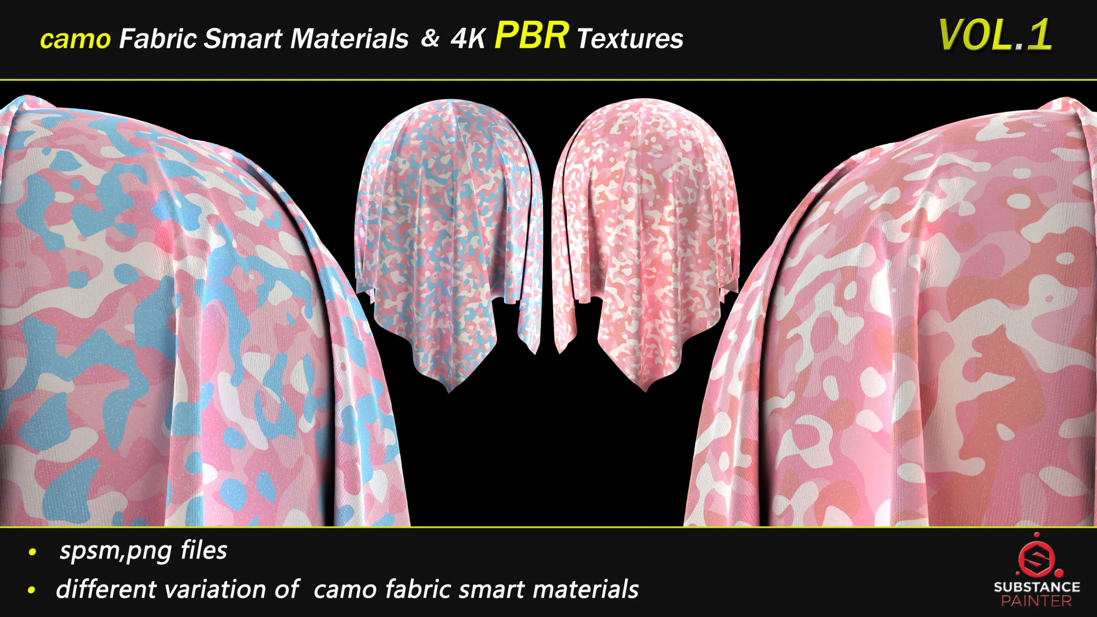 50 Camo Fabric Smart Material Bundle + 4K PBR Texture