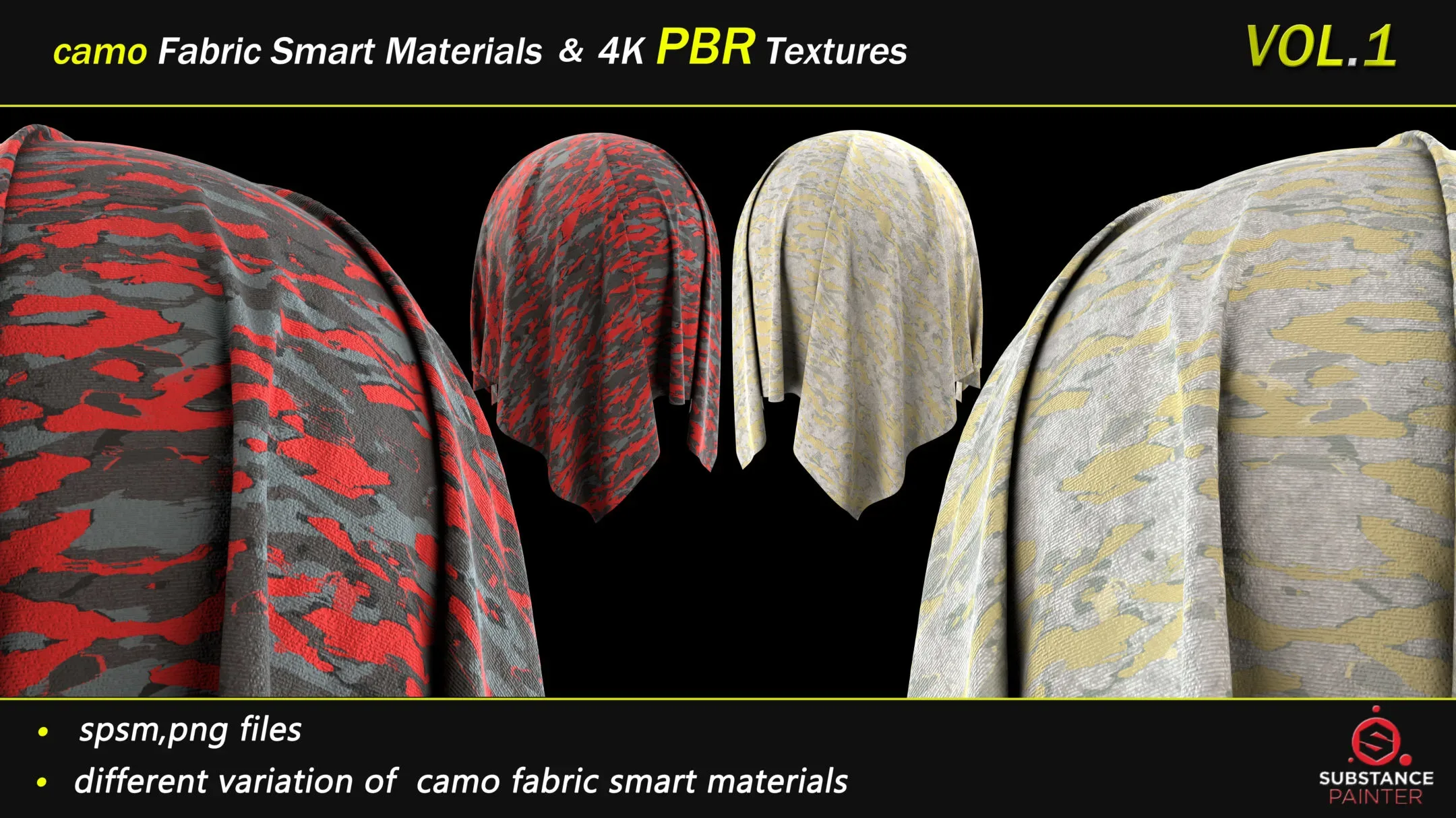 50 Camo Fabric Smart Material Bundle + 4K PBR Texture