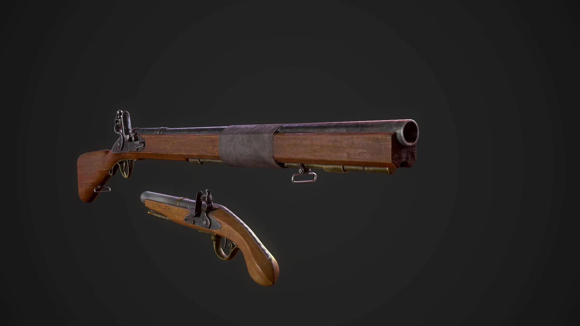 Flintlock pistol & Rifle - Game Ready