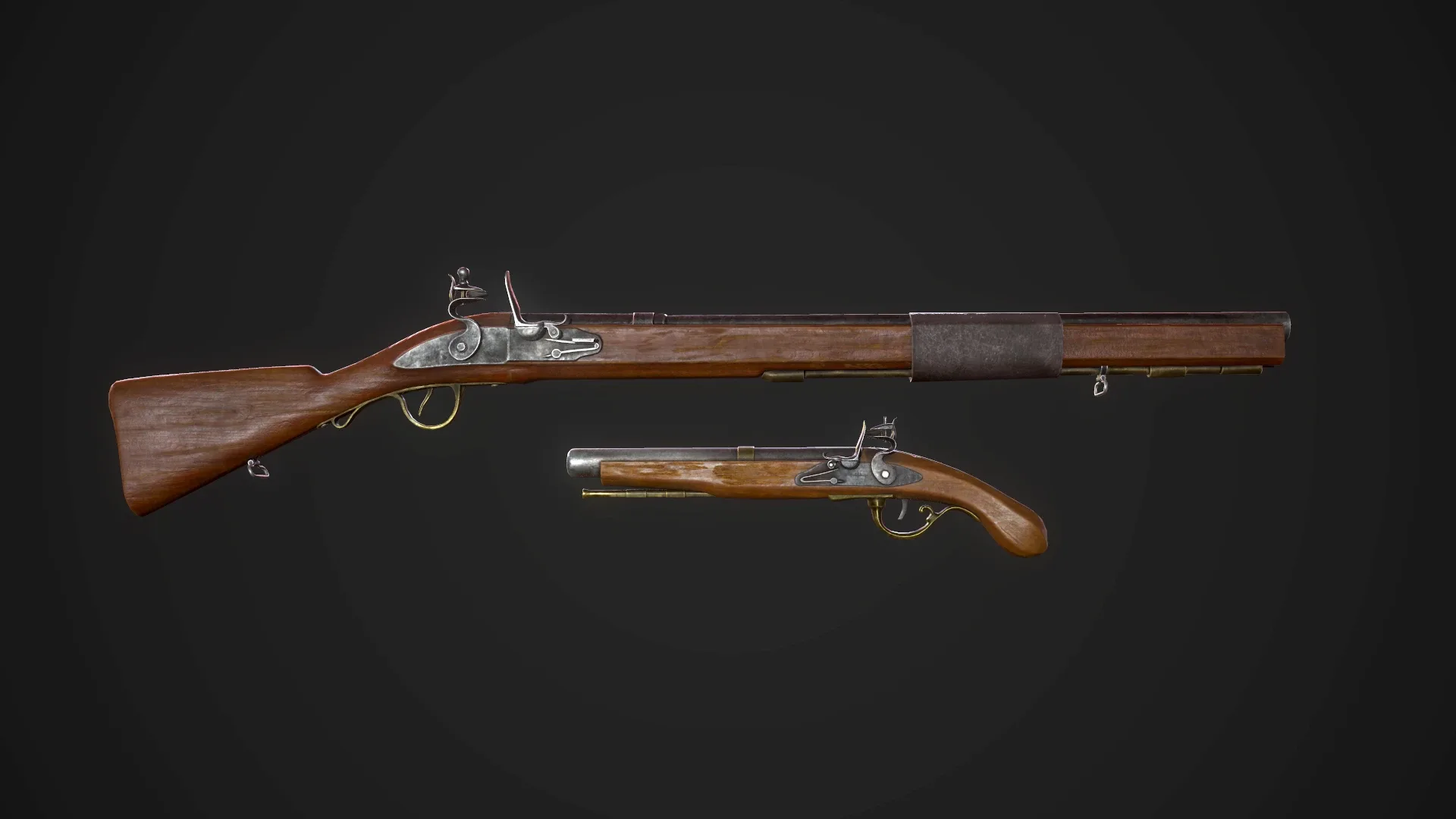 Flintlock pistol & Rifle - Game Ready