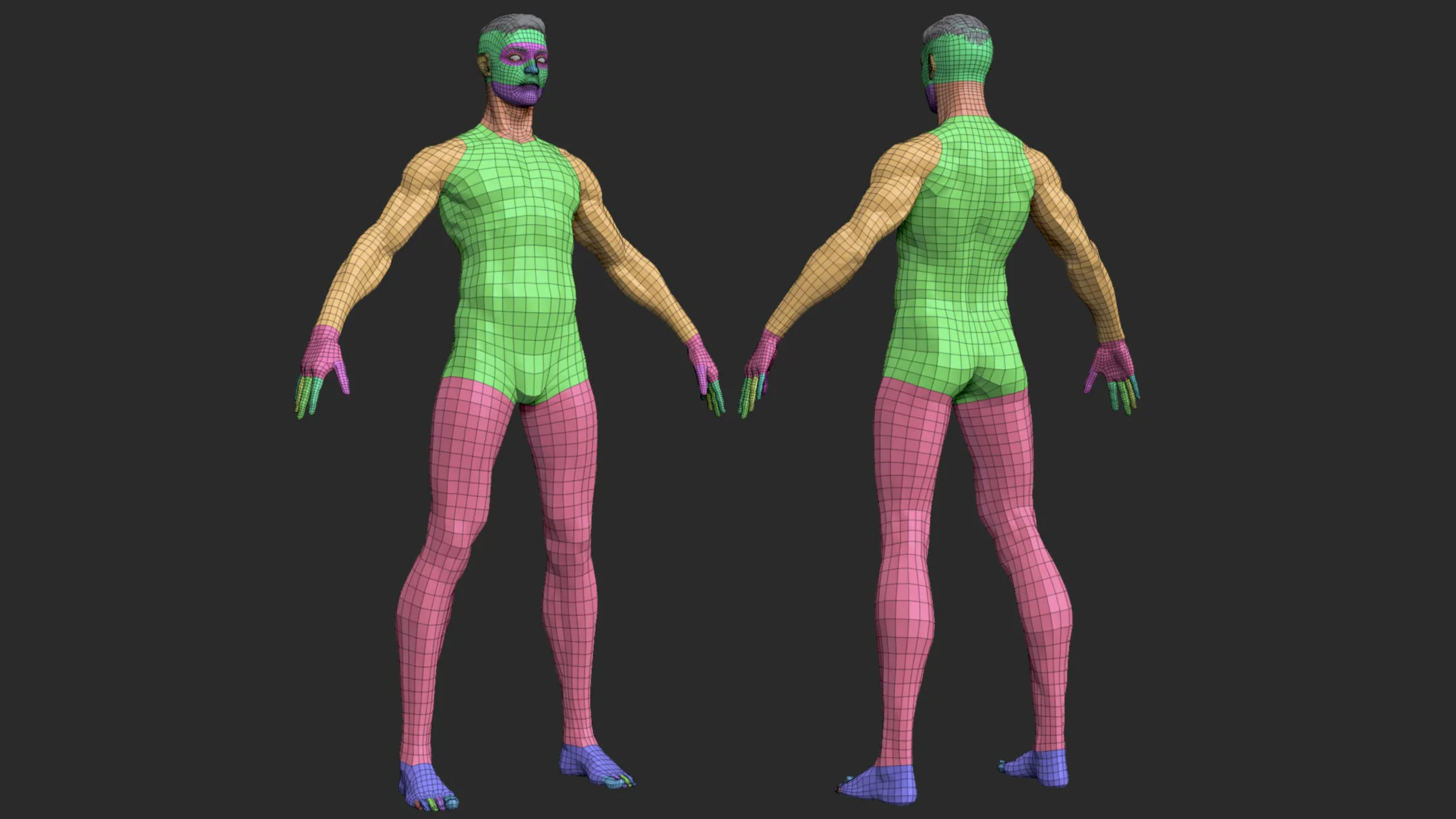 Full Male Body Topology and UV Map