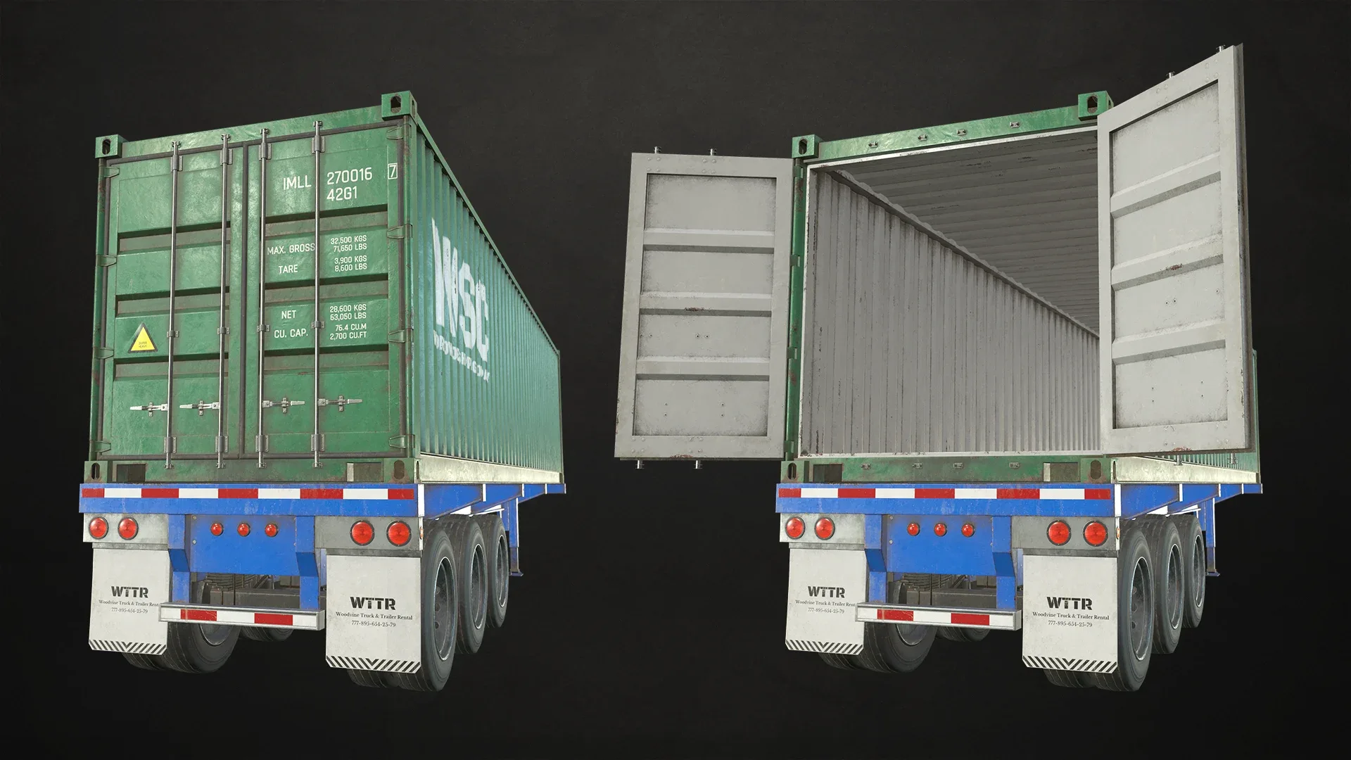 Container Trailer - Low Poly