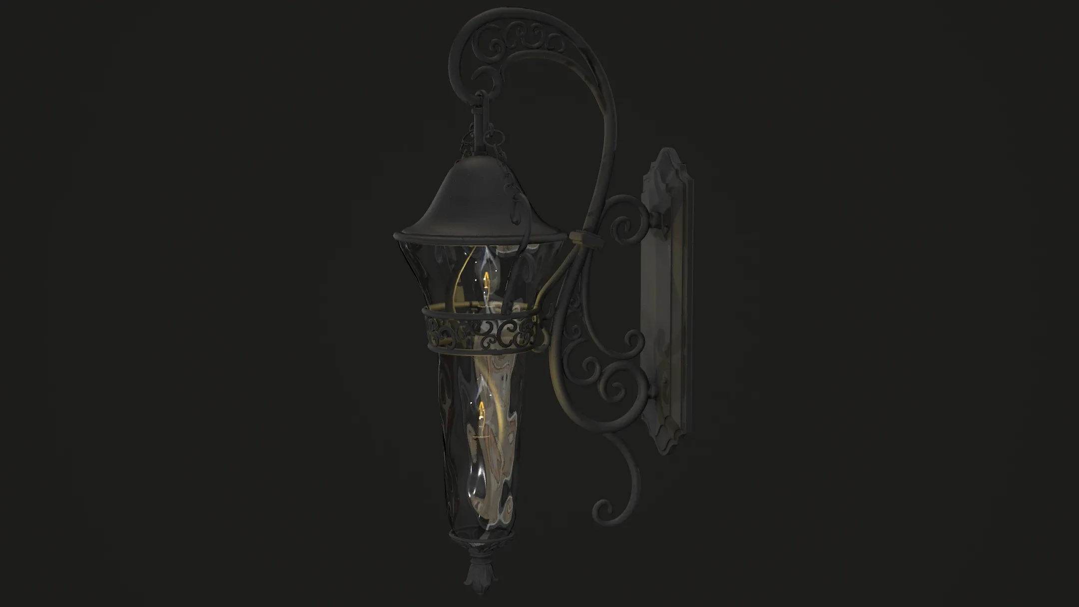 Textured Matte Black Outdoor Wall Sconce Low-poly 3D Model