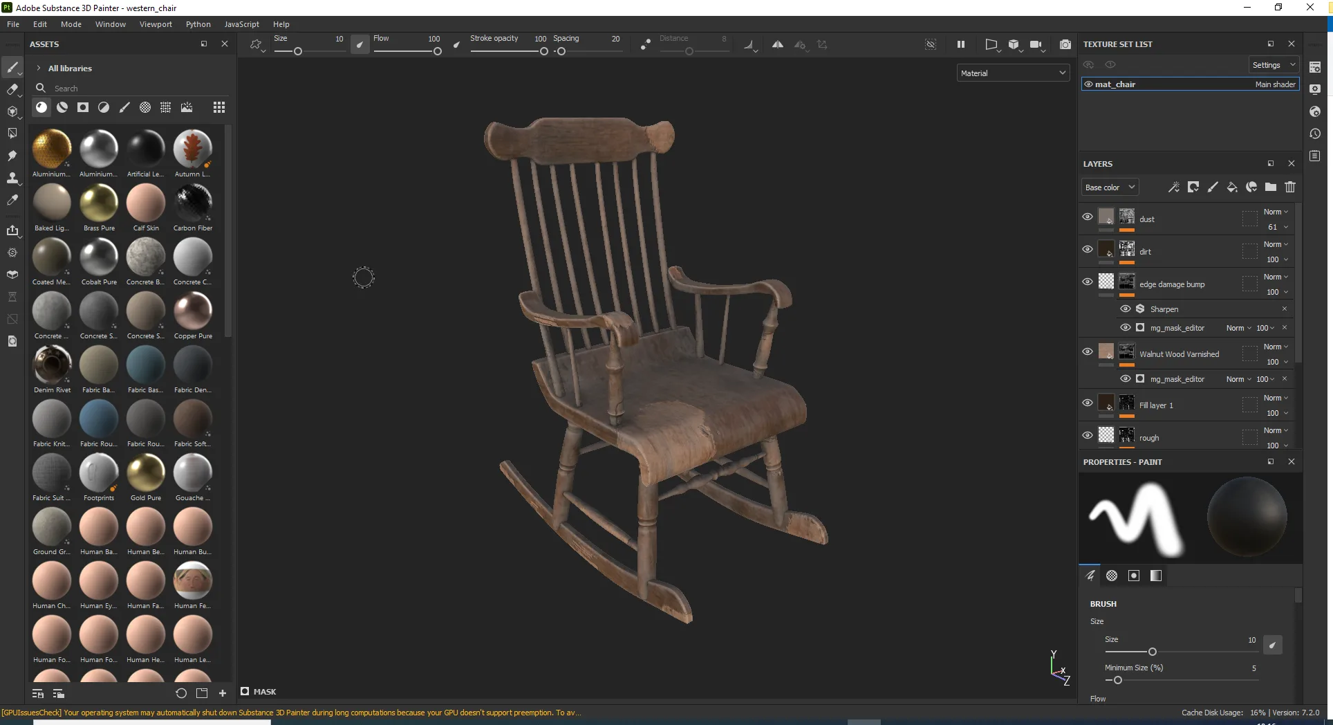 Old Western Rocking Chair Game Ready
