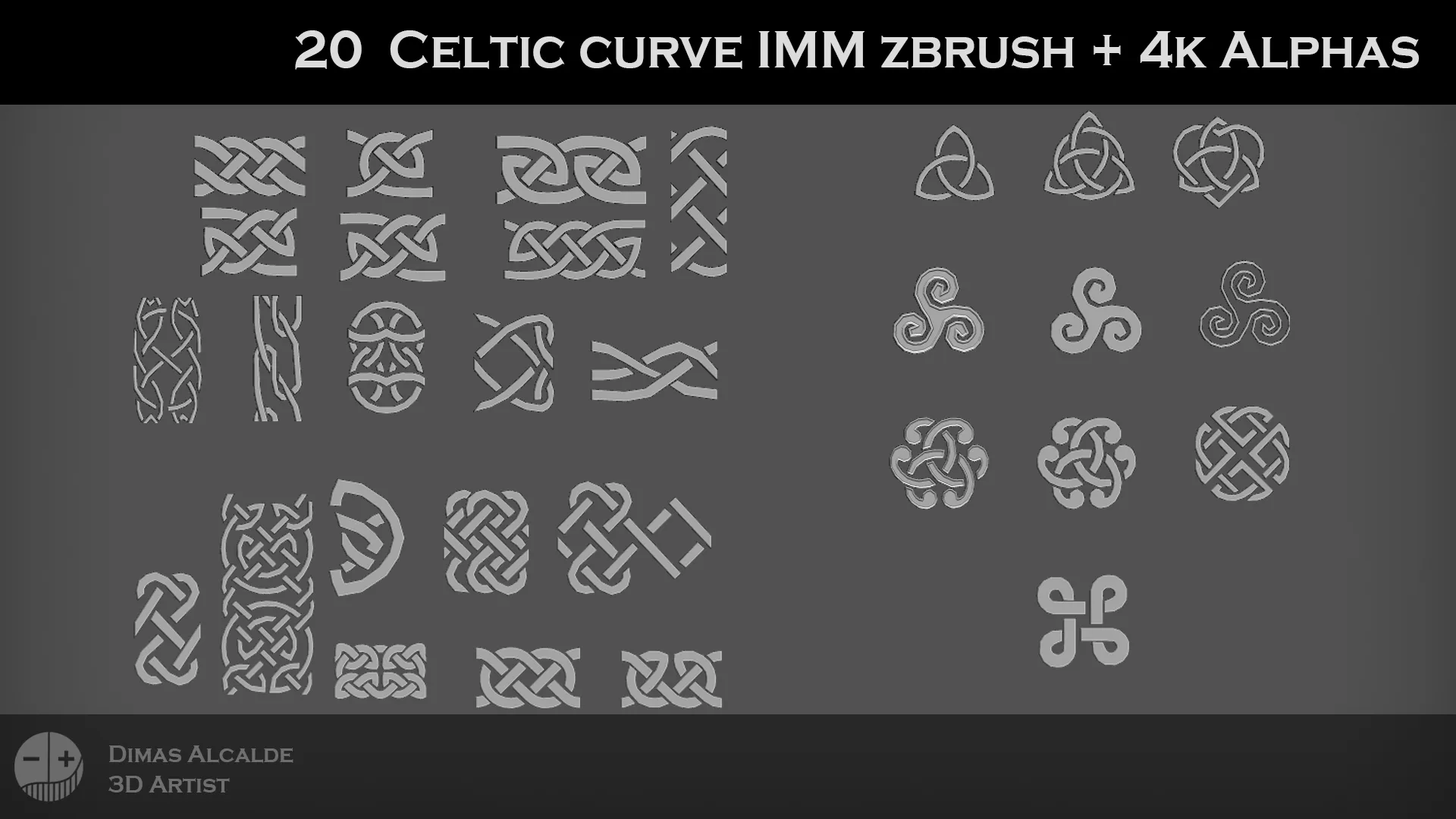 20 Celtic / Viking curve IMM zbrush + 4k Alphas