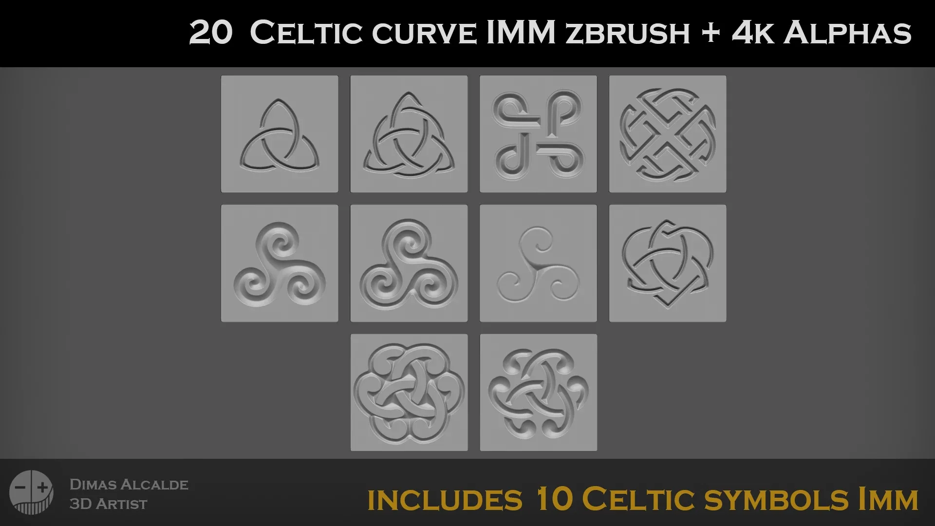 20 Celtic / Viking curve IMM zbrush + 4k Alphas