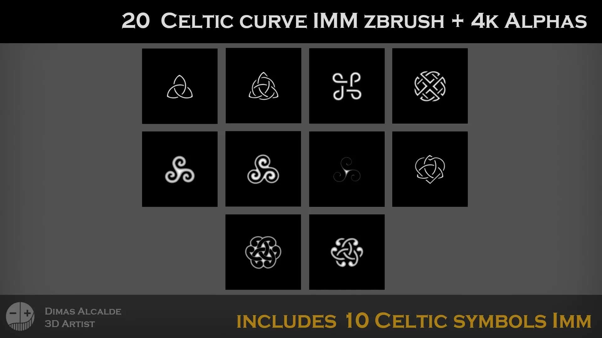 20 Celtic / Viking curve IMM zbrush + 4k Alphas